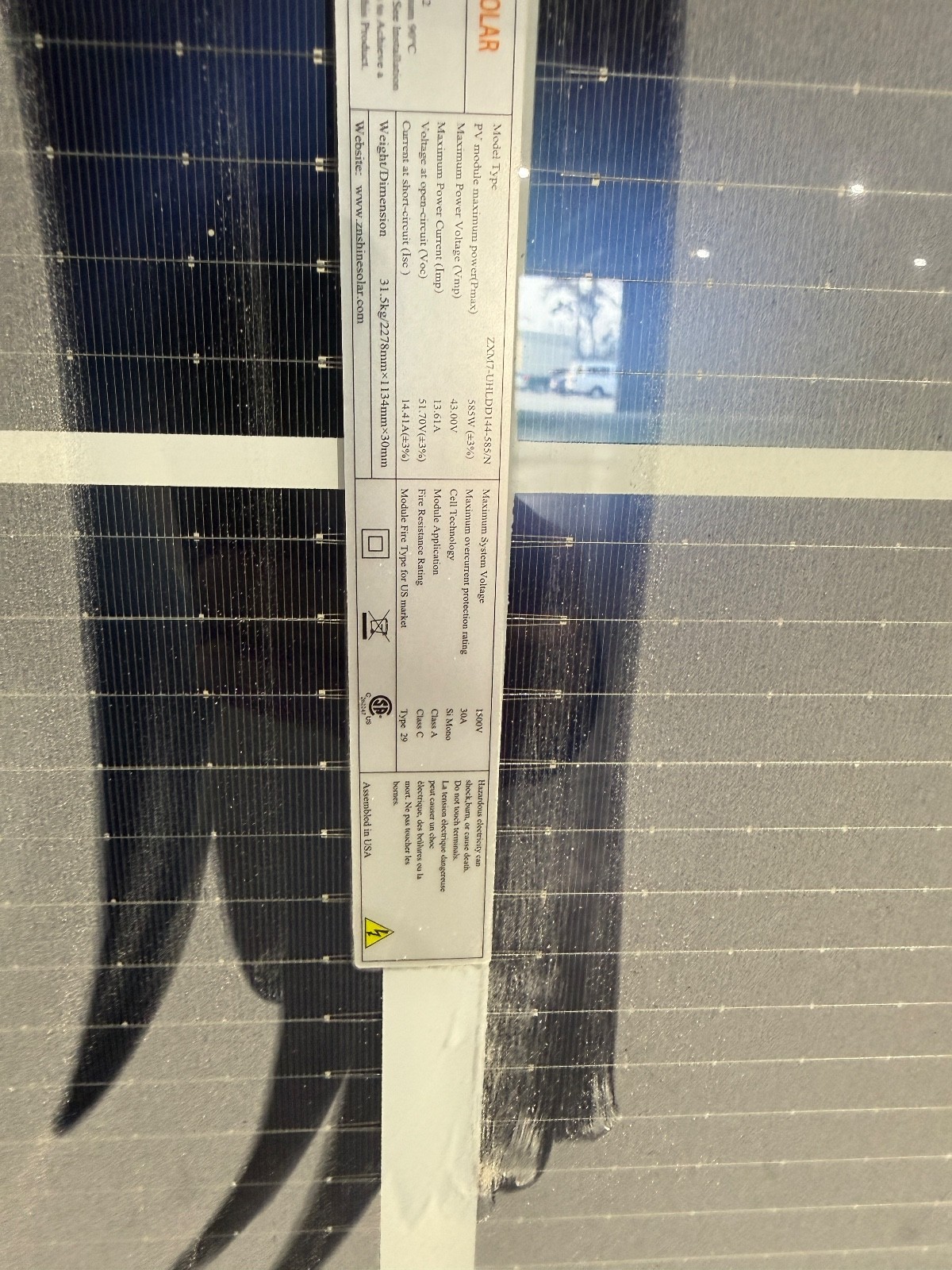 NEW Znshine Solar panel 575W Bifacial 144Cell NO DAMAGE 100% NEW