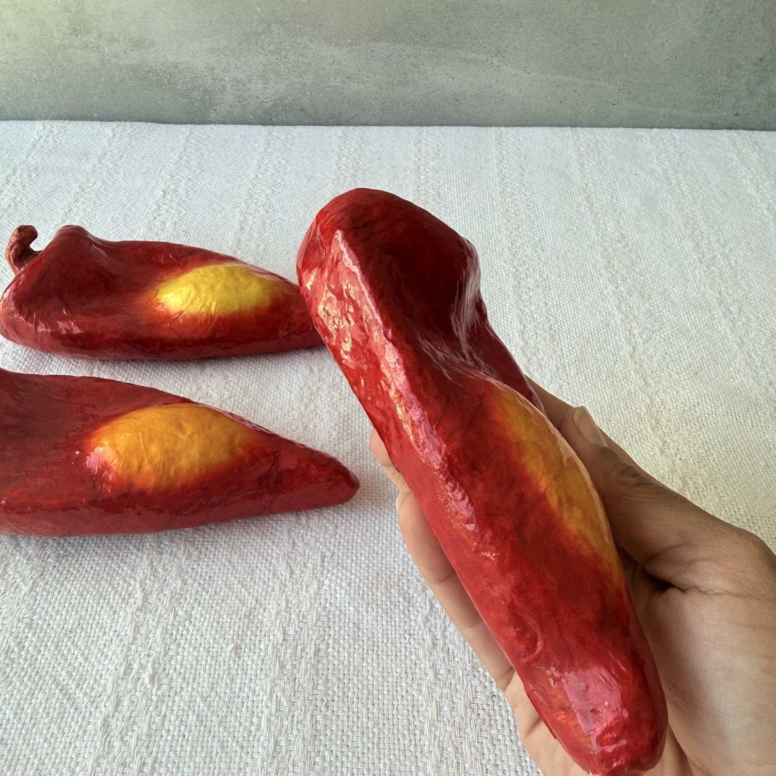 Vintage Paper Mache Chili Peppers Faux Veggie Decor Mexican Ristra Lot Of 3