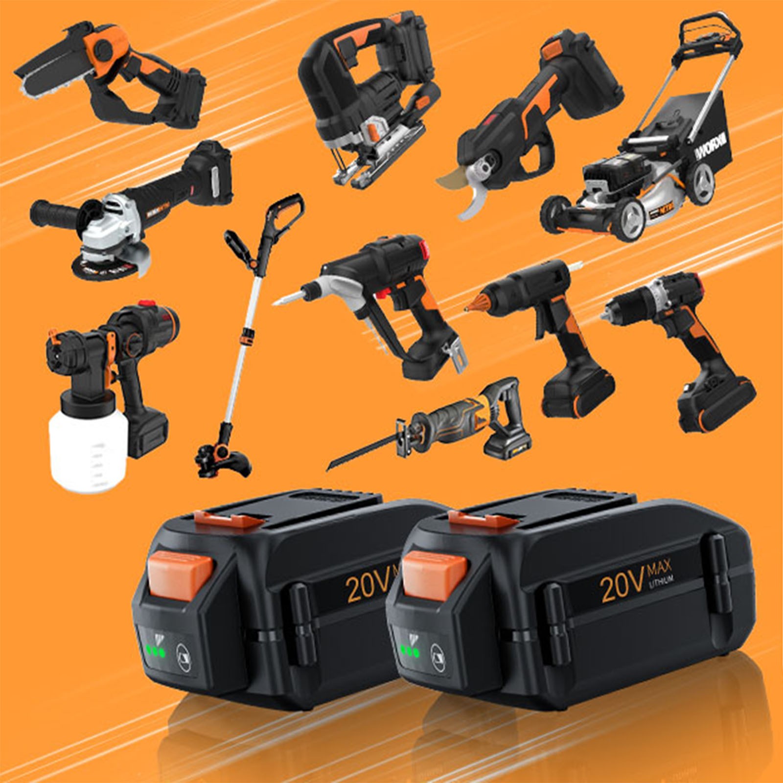4-1x 20V or WORX 8.0Ah Extend Lithium-Ion WA3525 WA3575 WA3520 Battery/Charger