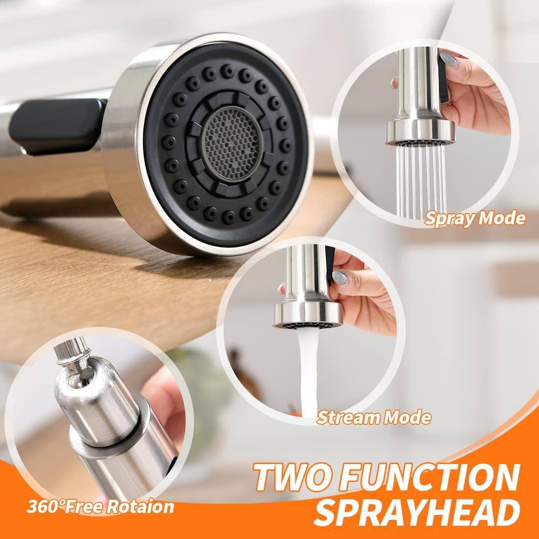 Touchless Kitchen Faucet with Pull down Sprayer LED Light Single Handle Kitchen