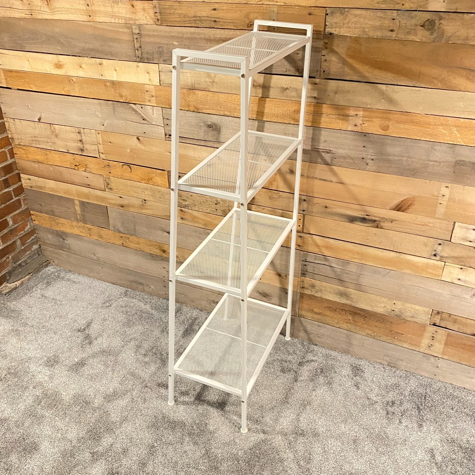 Large White 4-Tier Metal Storage Organization Shelf 58 Inches Tall, Carbon Steel