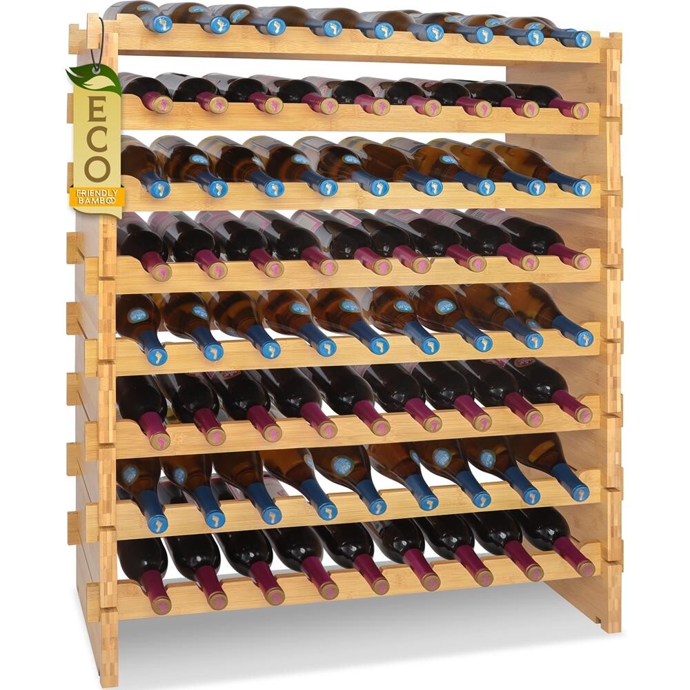 SereneLife Rectangle Wine Rack – 72 Bottle Capacity, 8-Tier 30 lbs Moisture Res.
