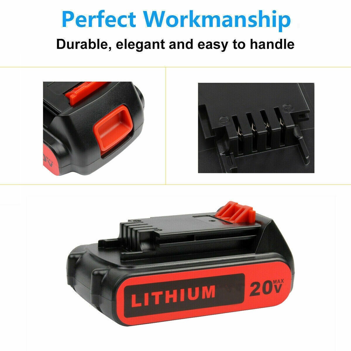 20V 2.5AH Lithium-Ion Battery for Black & Decker 20 Volt LB20 LBX20 LBXR20 3.0Ah