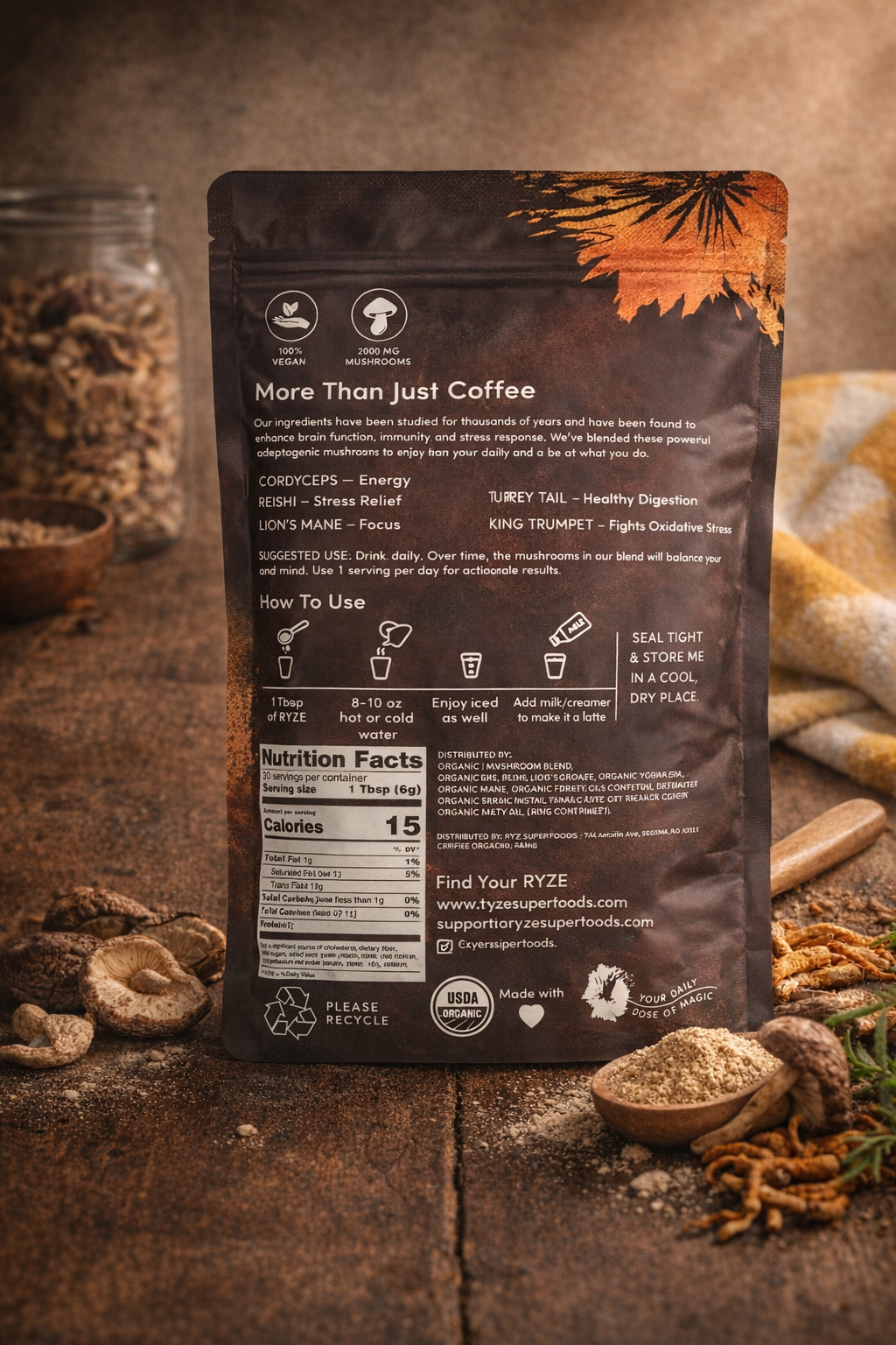 mushroom coffee powder rize