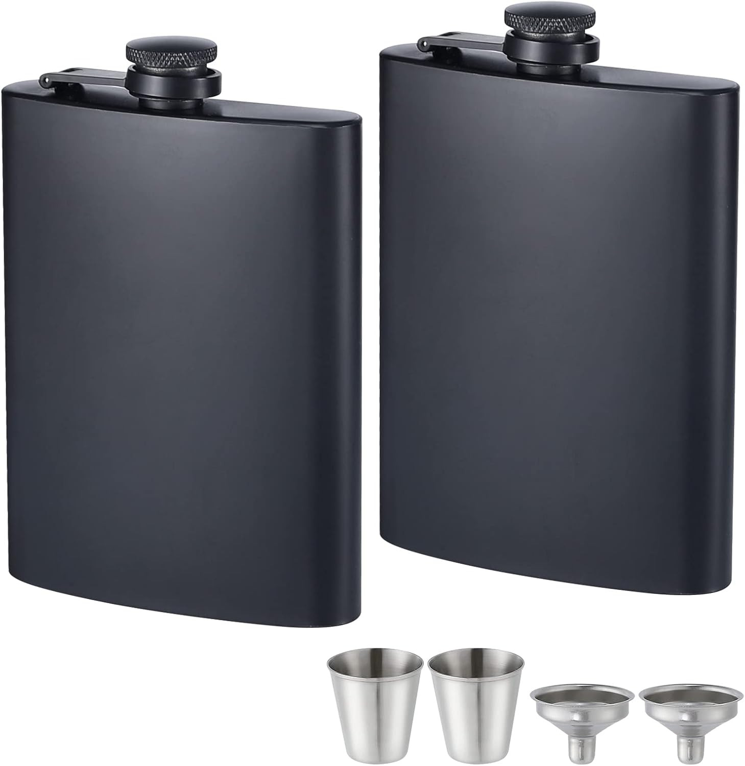 2 Pack Stainless Steel Hip Flasks Leakproof Pocket Whisky Flask Matte Finish