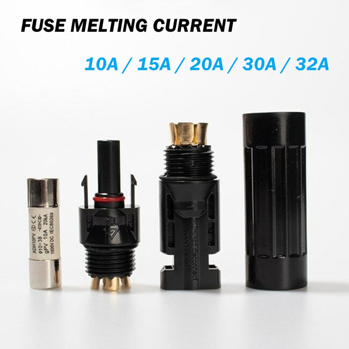 10A 15A 20A 30A 32A Solar Fuse IP67 1000V Solar Fuse Holder in-line PV Connector