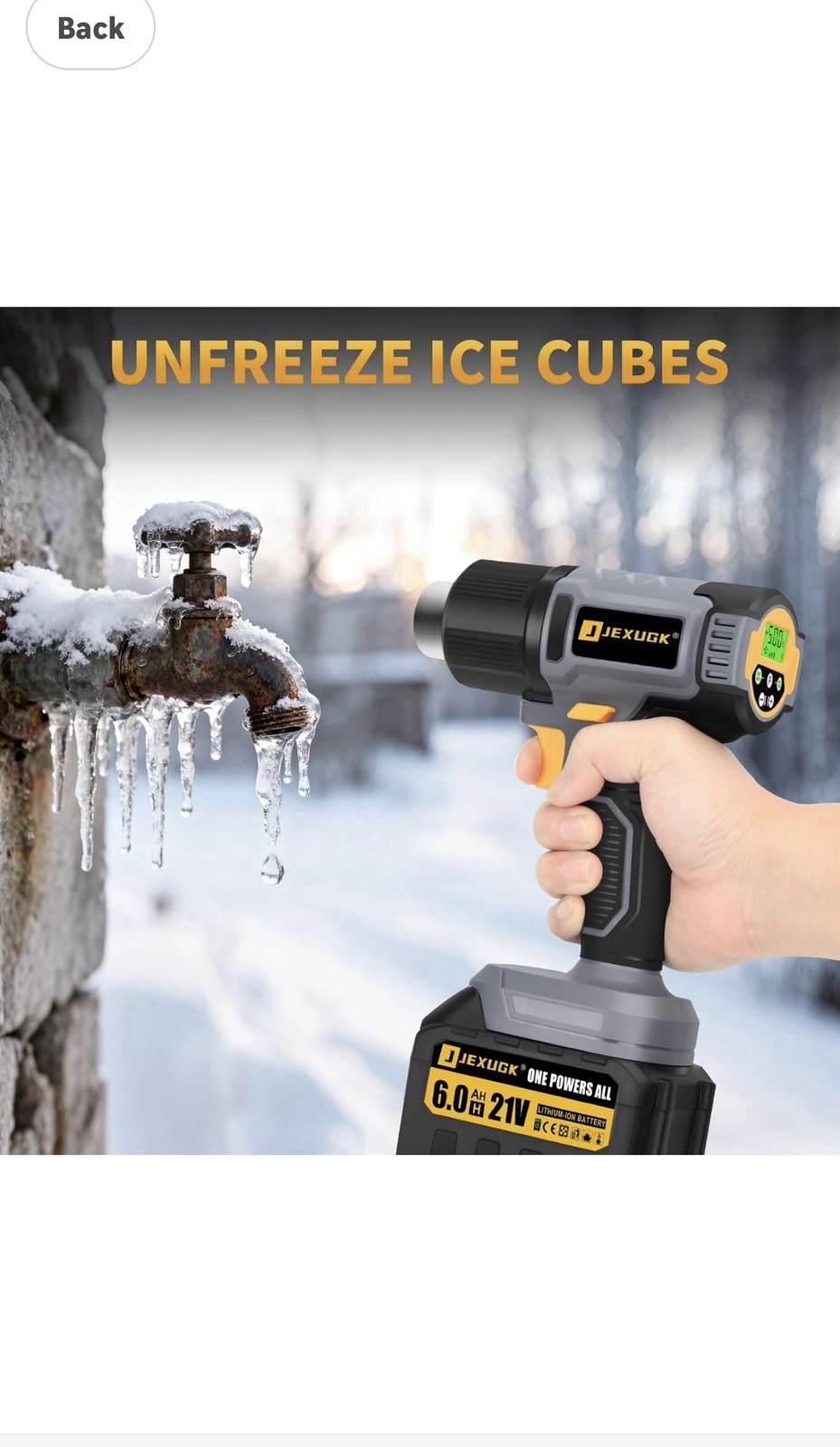 LCD Cordless Heat Gun, Portable Hot Air Gun with 2 x 6.0Ah Battery, Pistola De C