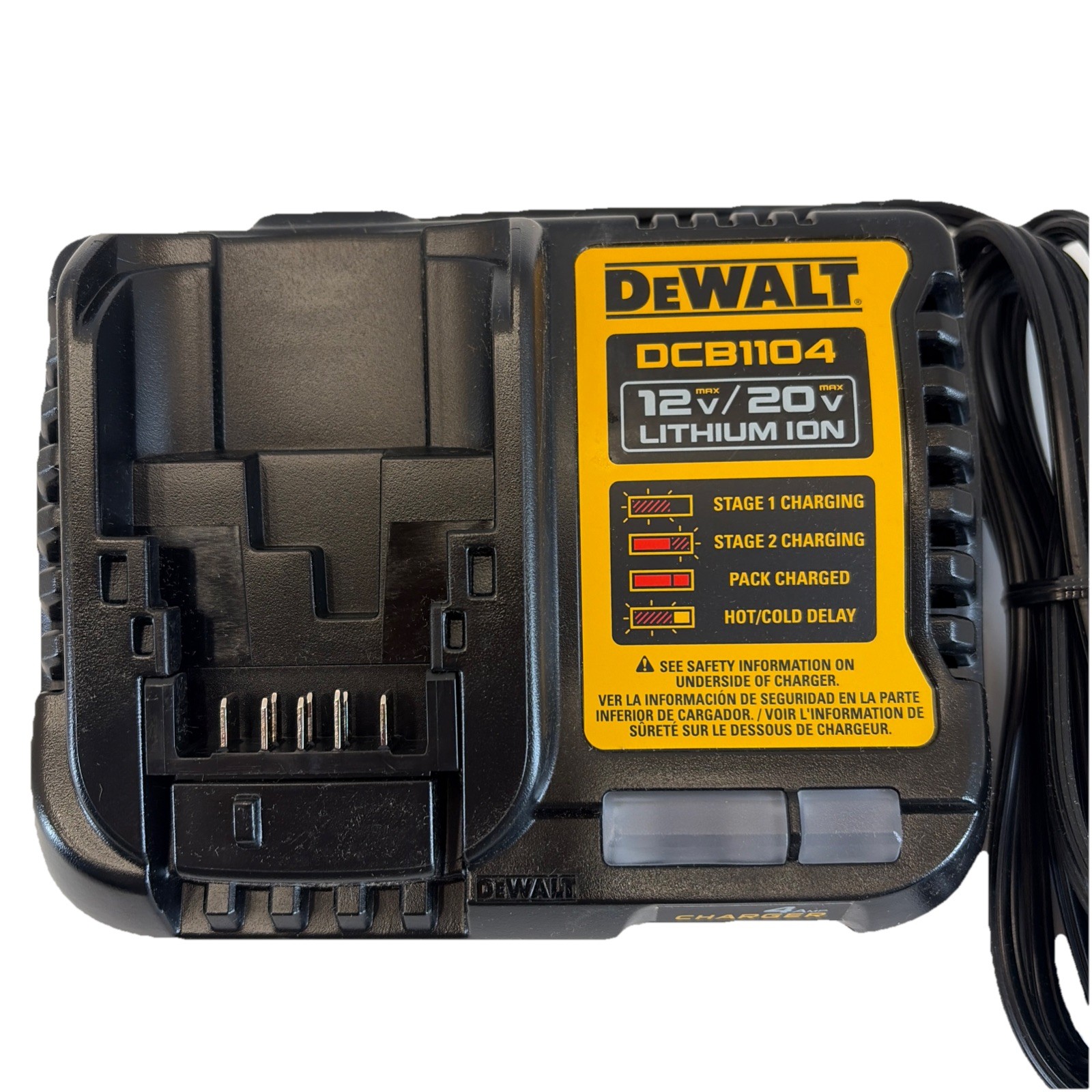 DeWalt 4 Amp Battery Charger 12V & 20V Volt MAX Li Ion Model DCB1104