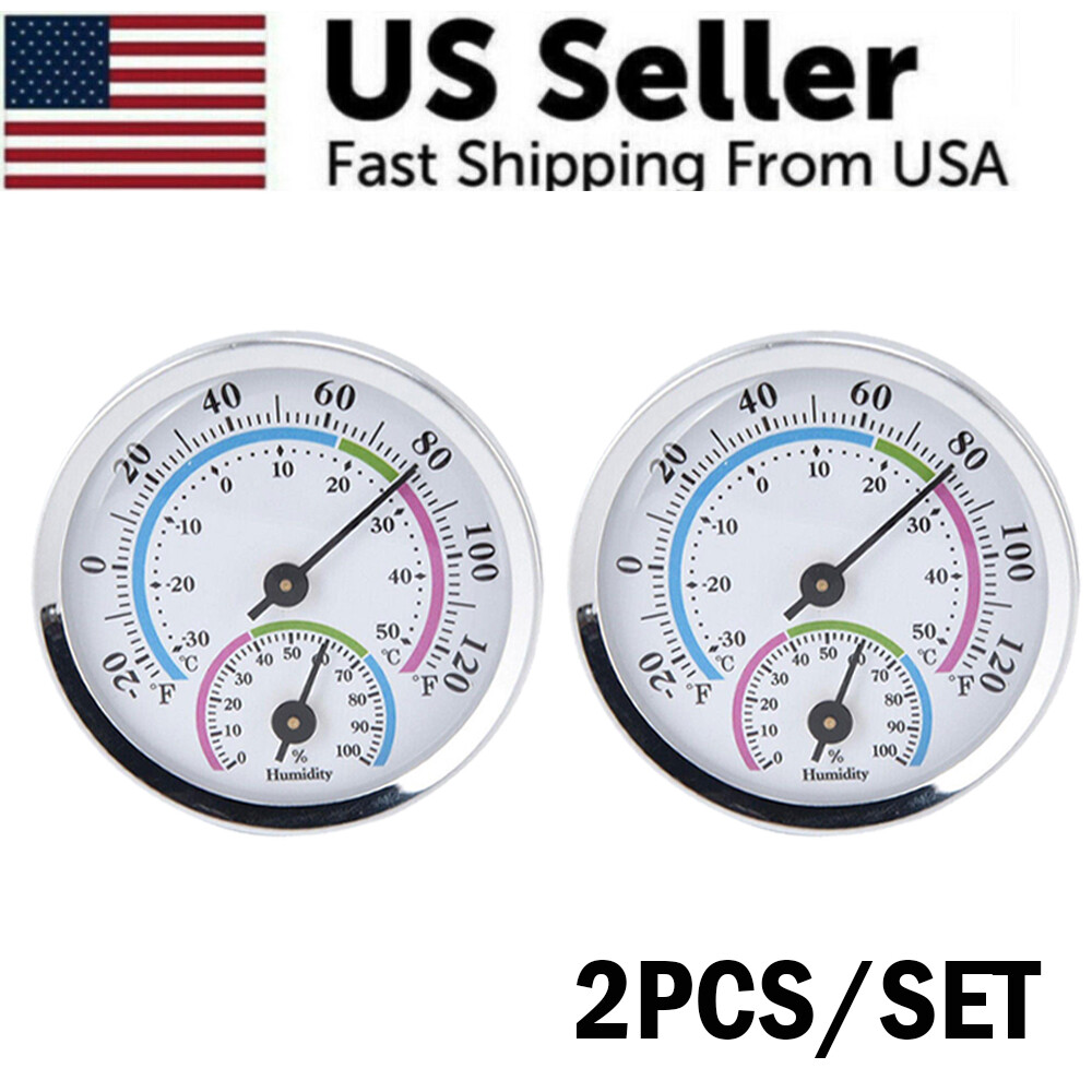 2pcs Analog Thermometer Hygrometer Humidity Meter Gauge Temperature Room Indoor