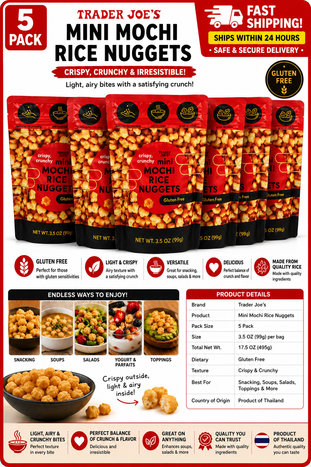 5-Pack Trader Joe’s Mini Mochi Rice Nuggets