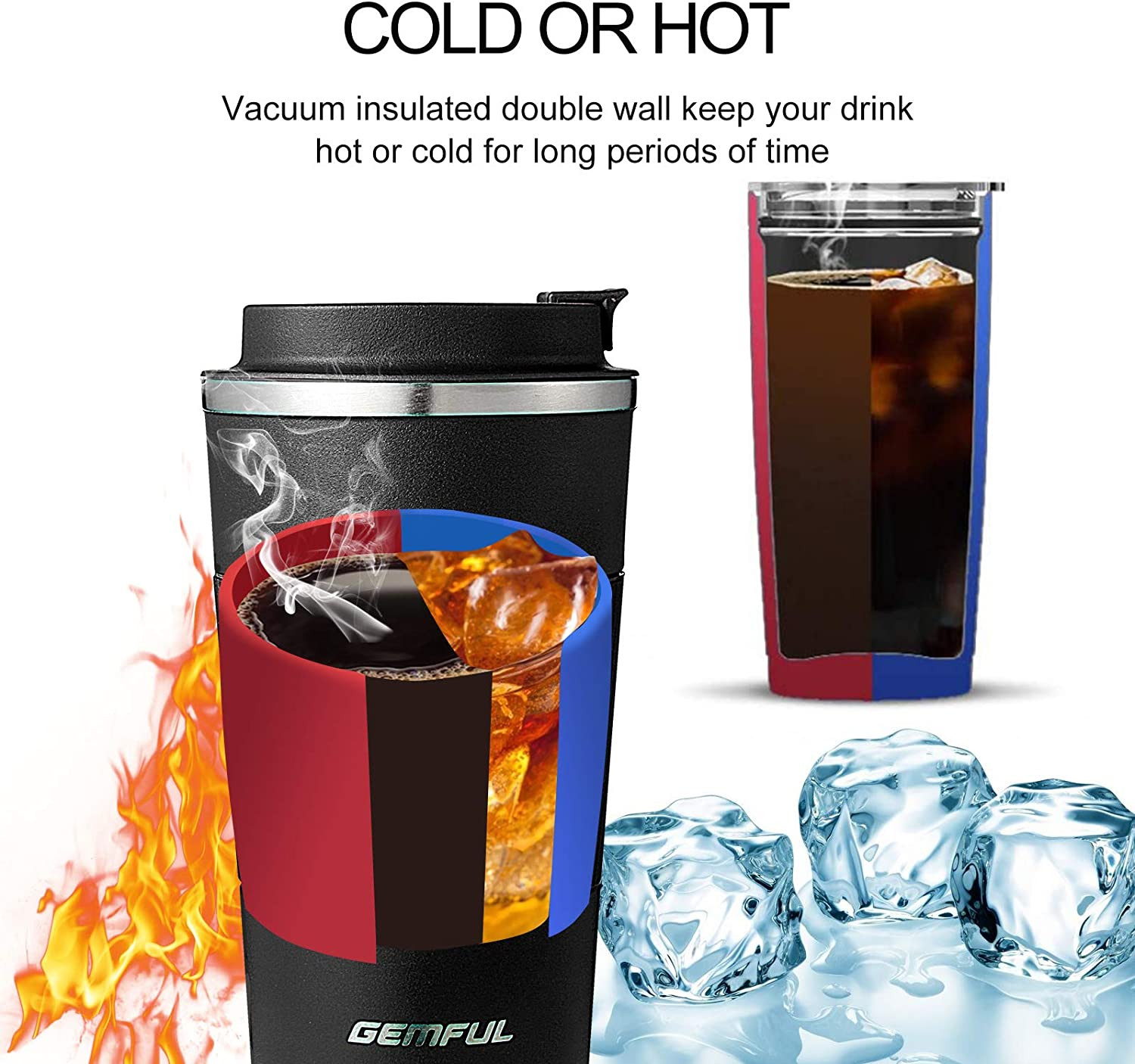 17oz Travel Coffee Mug To Go with Lid Stainless Steel Insulated Cups Reusable Tu