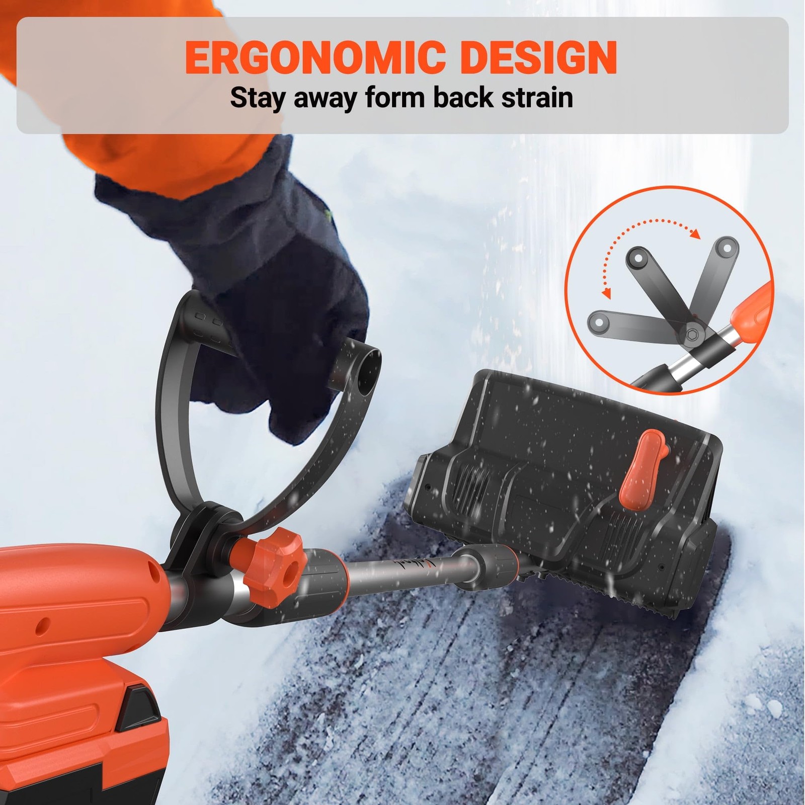 VOLTASK Cordless Snow Shovel, 24V 550W Motor, 13-Inch Clearing Width, Adjustable