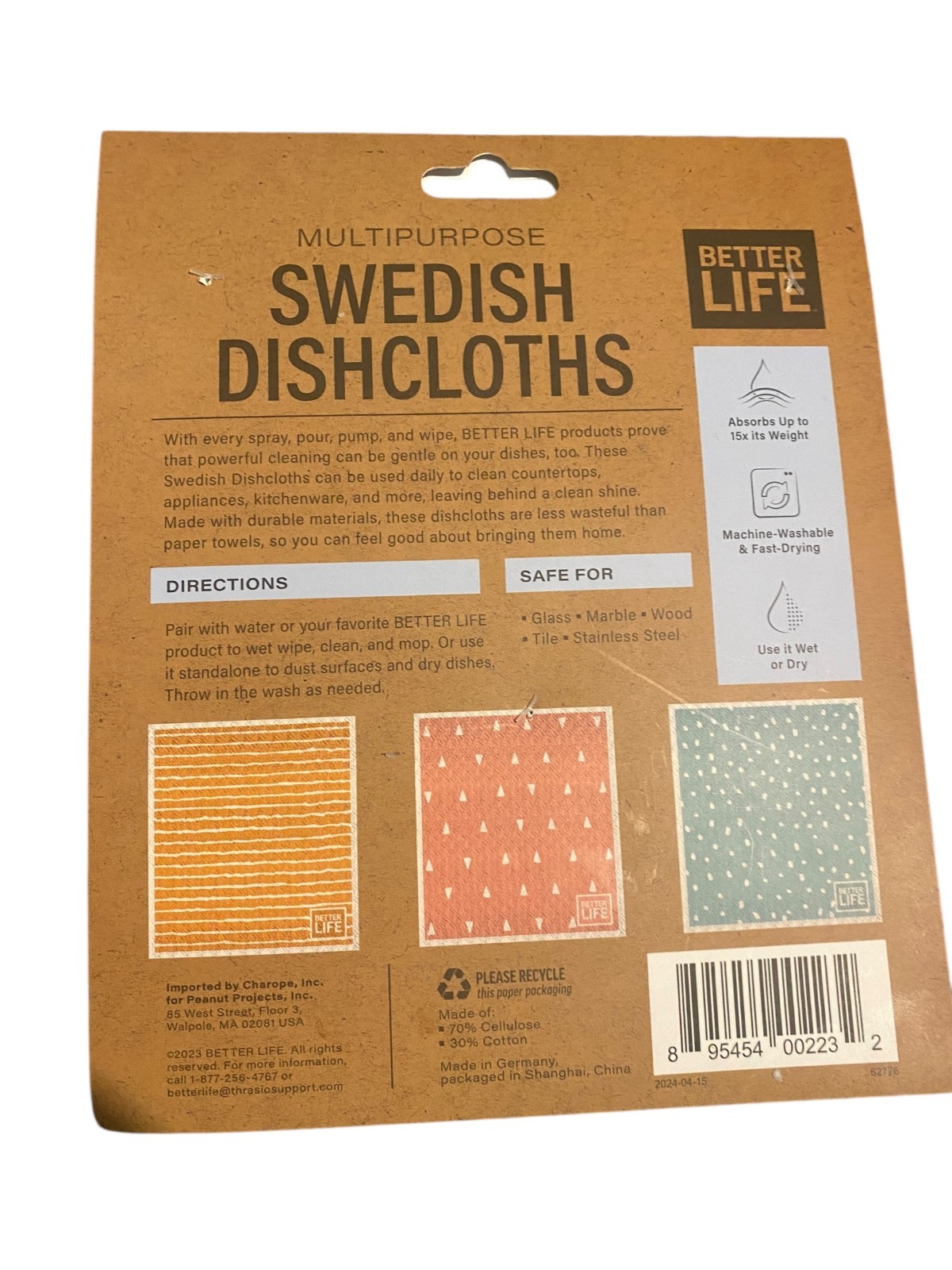 Better Life 12 PC Swedish Multipurpose Dishcloths 150x Reusable (8 X 7″)