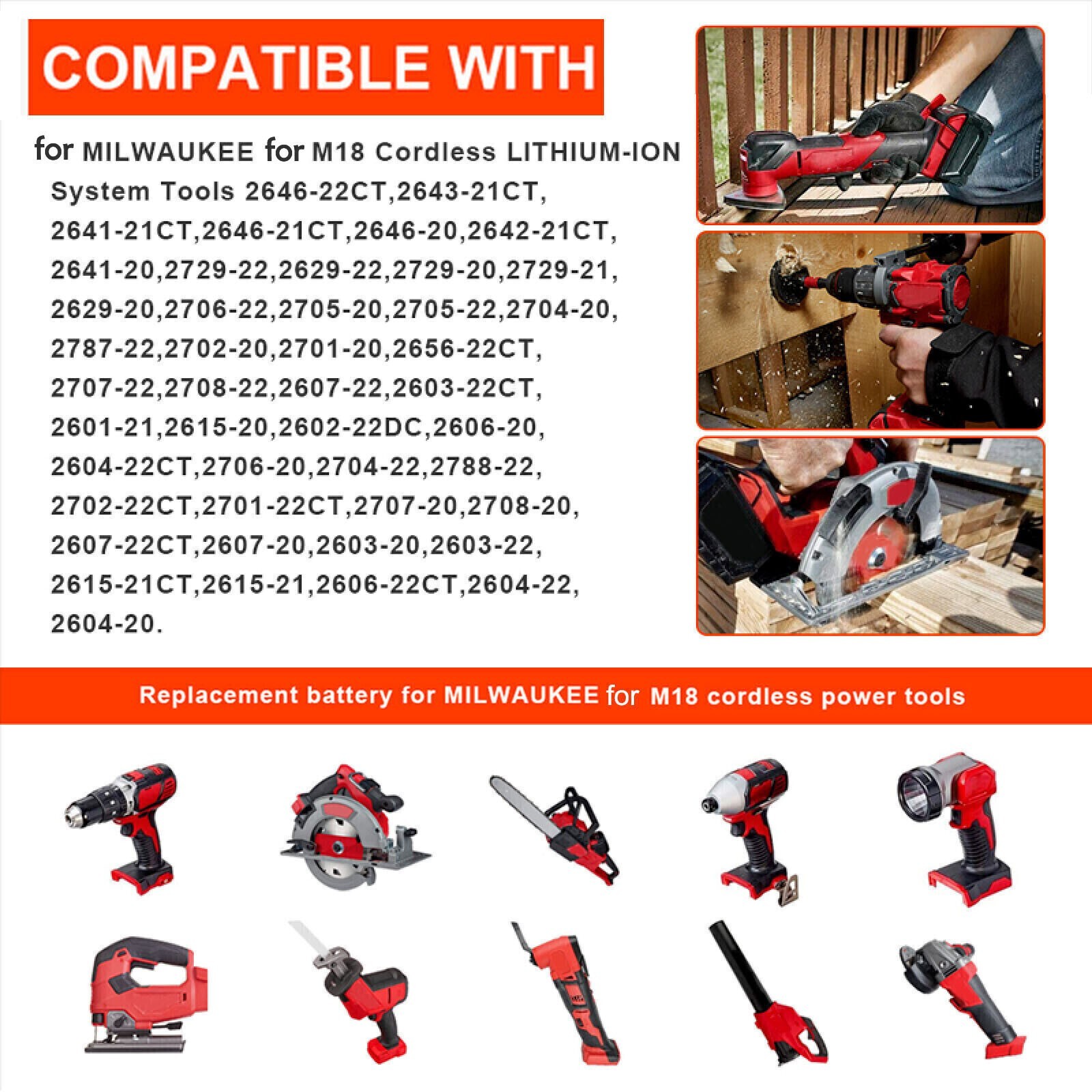 18V 8.0Ah Battery For Milwaukee for M18 Extended Lithium 48-11-1880 or Charger