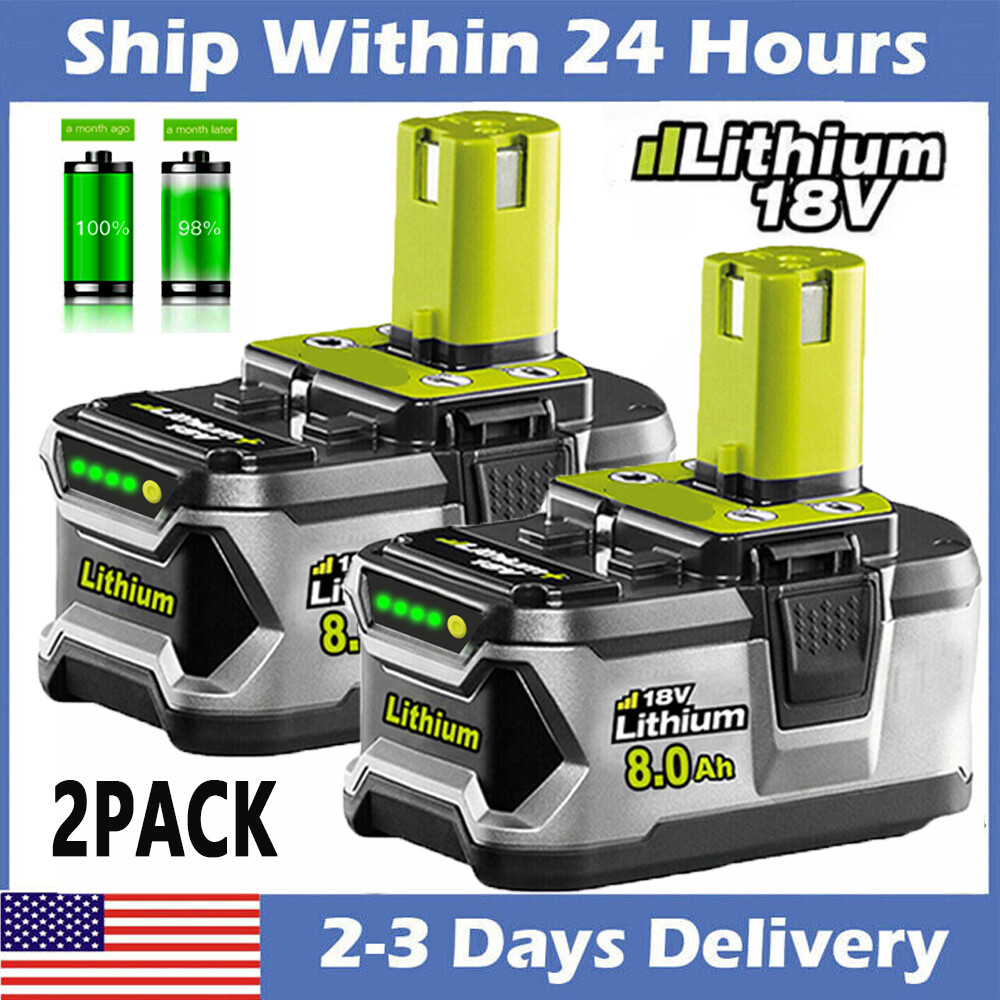 2X 8.0Ah Lithium-ion Battery For RYOBI P108 18V One Plus High Capacity 18Volt