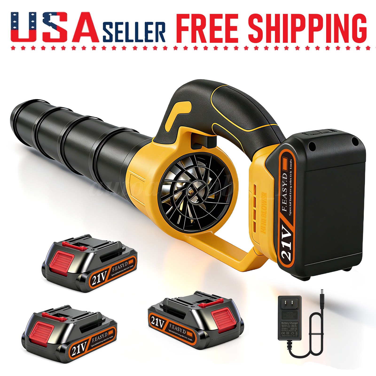 Cordless Leaf Blower 680CFM/280MPH & 2 Speed Levels Electric w/ 3*2.0Ah Battery