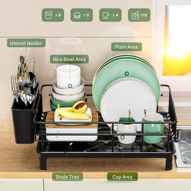 Dish Drying Rack Dish Drainer for Kitchen Counter, Large Dish Rack