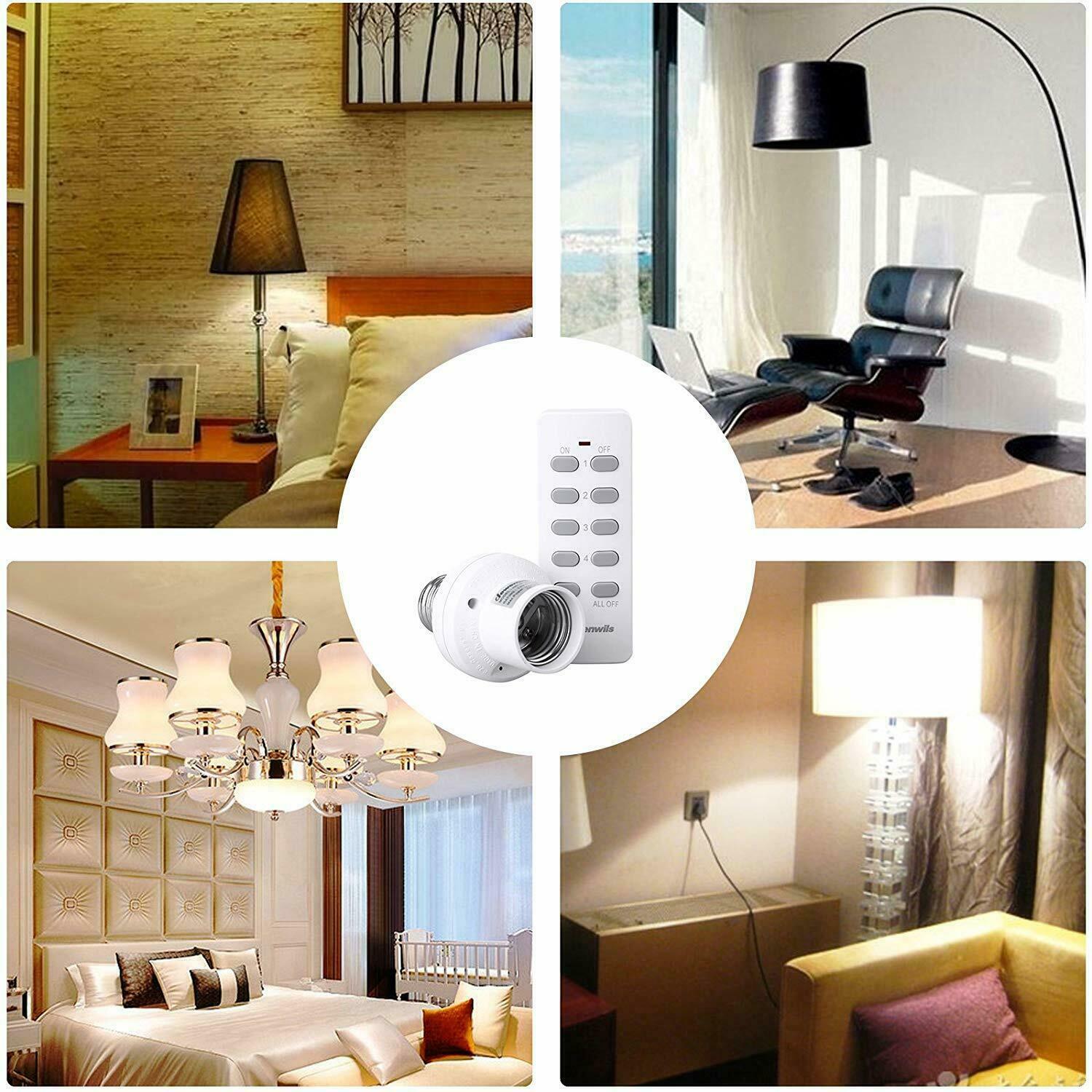 DEWENWILS Wireless Remote Control Light Lamp Socket E26/E27 Bulb Holder Base