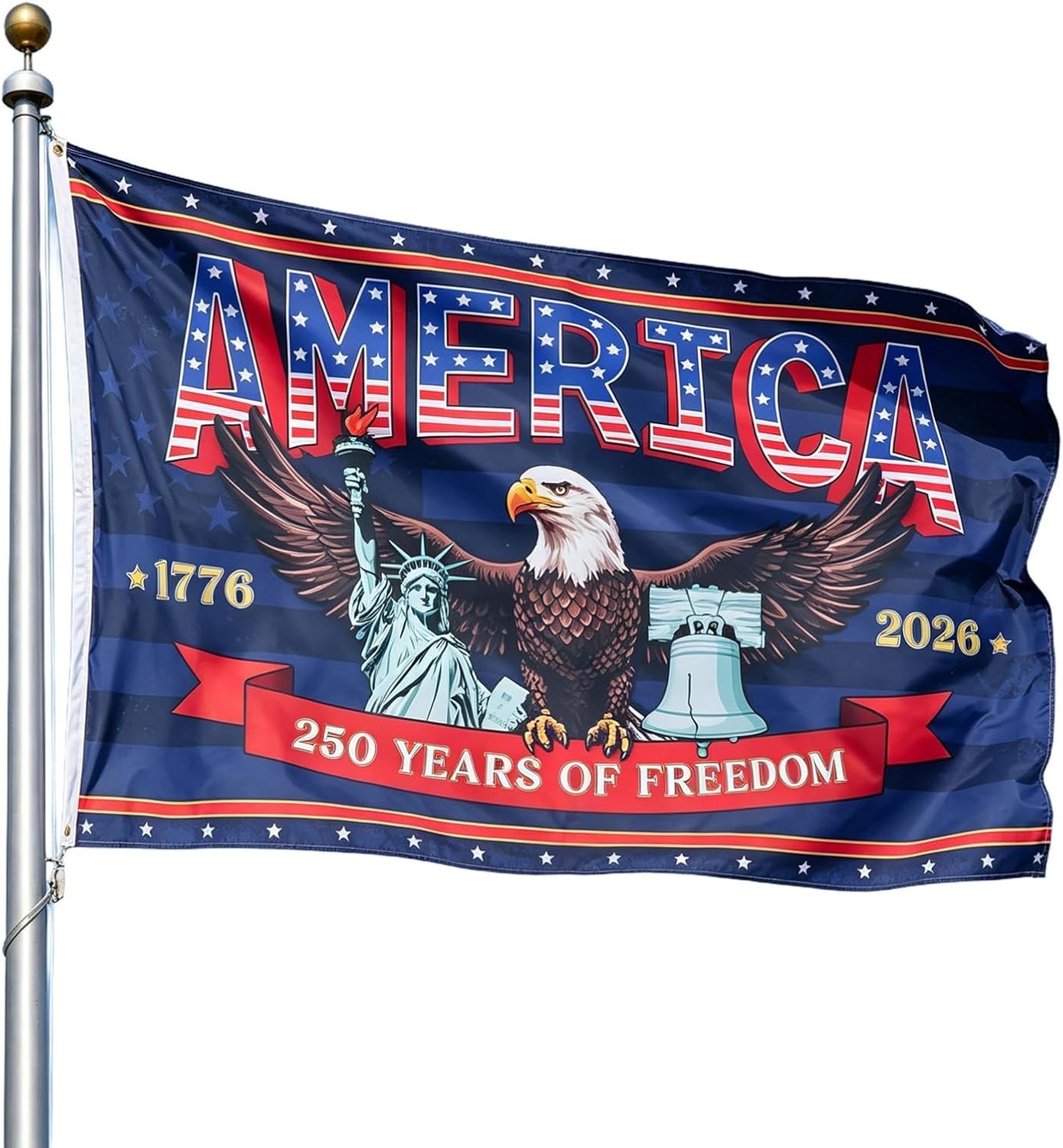 3 Ply 250 Years America Flag – Double Sided Patriotic Eagle 3 X 5 Ft Anniversary