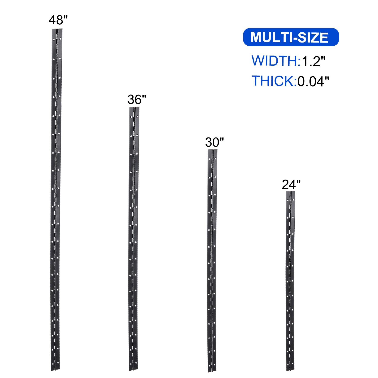 Stainless Steel Piano Hinge 24 Inch x 1.2 Inch Continuous Hinge Black