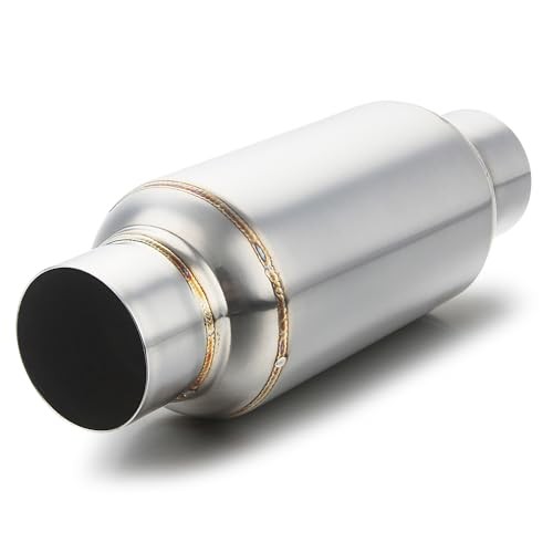 2.5” Inlet & Outlet Universal Muffler, 2.5″ Inlet 11.5″ Long-2 Pack Silver