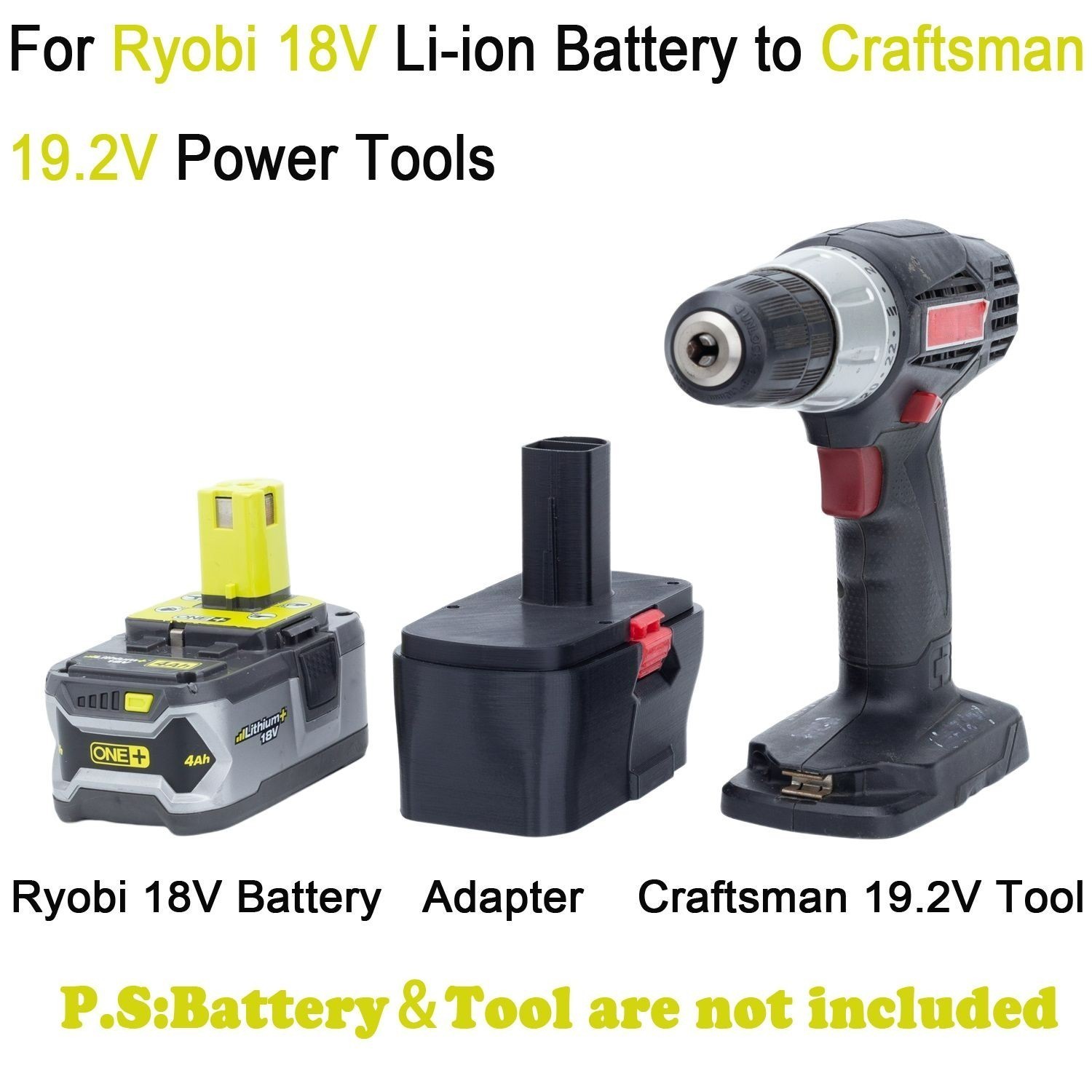 Battery-Adapter For Ryobi 18V battery to for Craftsman 19.2V Ni-cd Power Tools