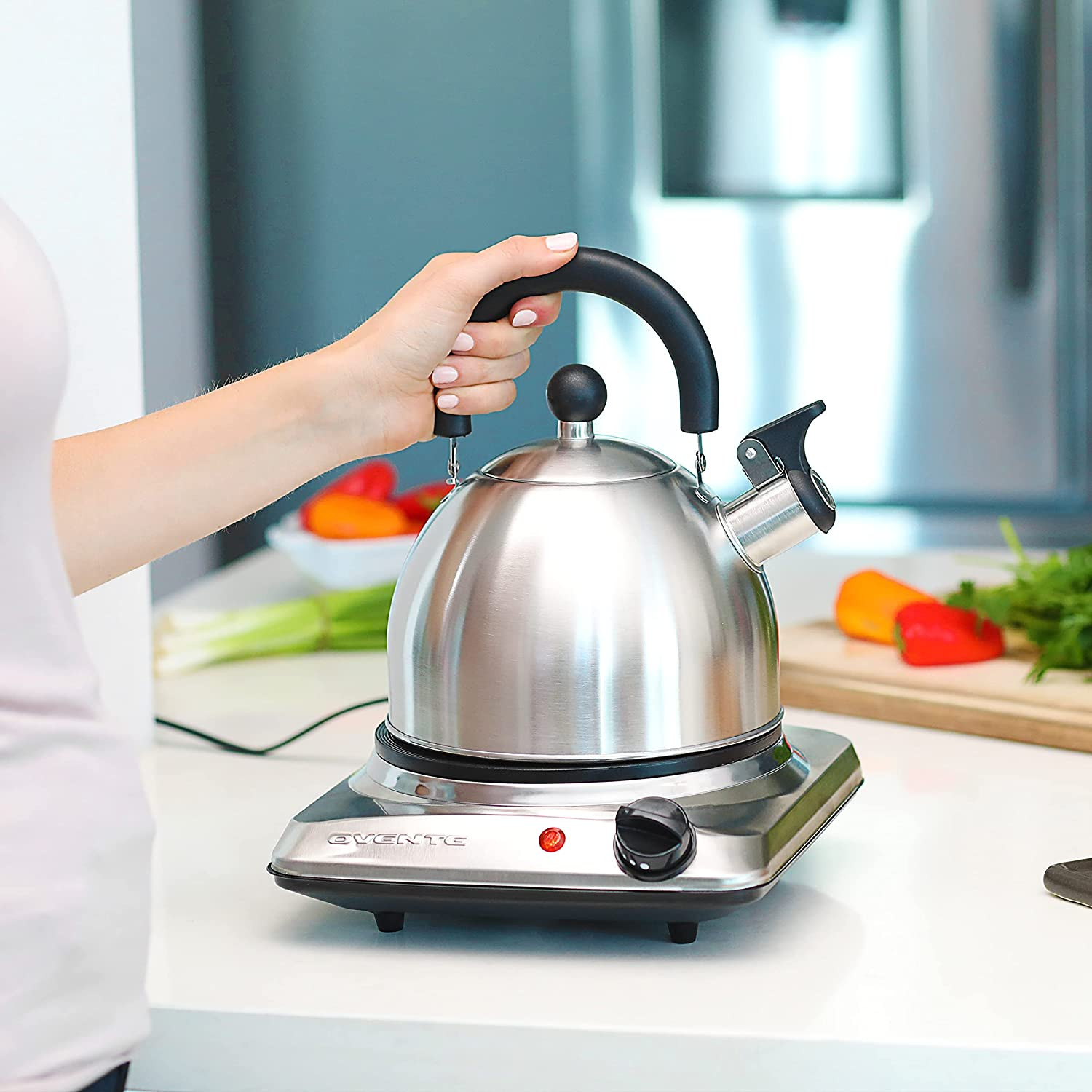 Electric Countertop Single Burner, 1000W Cooktop with 7.25 Inch Cast Iron Hot…