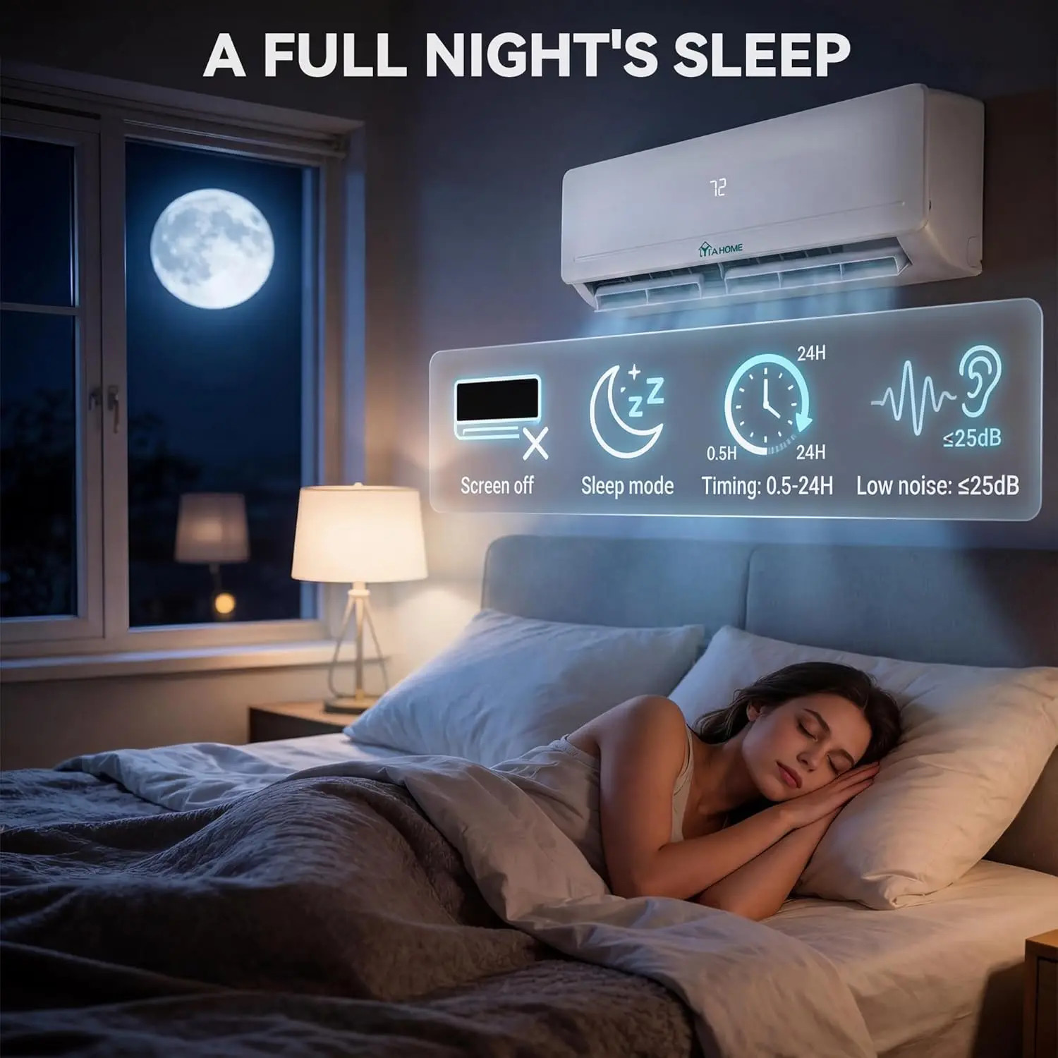9000 BTU Mini Split AC/Heating System 115V 18 SEER2 Energy Efficient WiFi Alexa