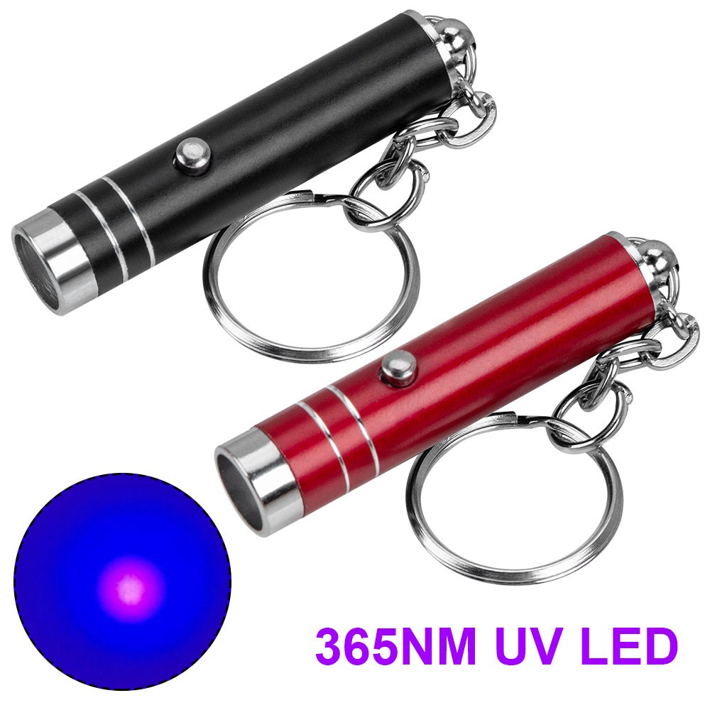 2X Mini UV LED Blacklight Light Flashlight Keychain Cash Inspection Lamp Torch