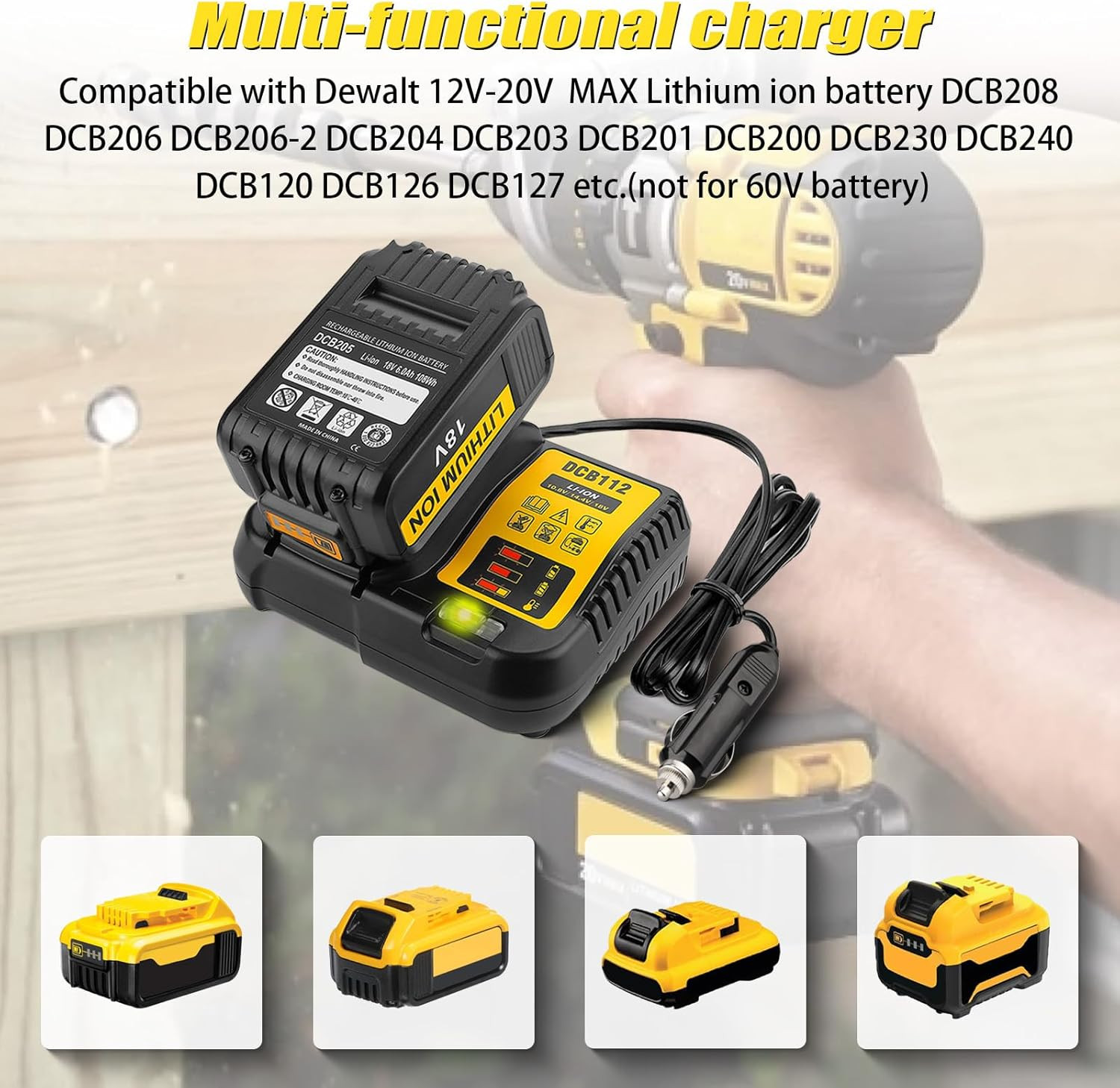 DCB112 for Dewalt Battery Car Charger, Replace for Dewalt 12V 20V and 60V Max Li