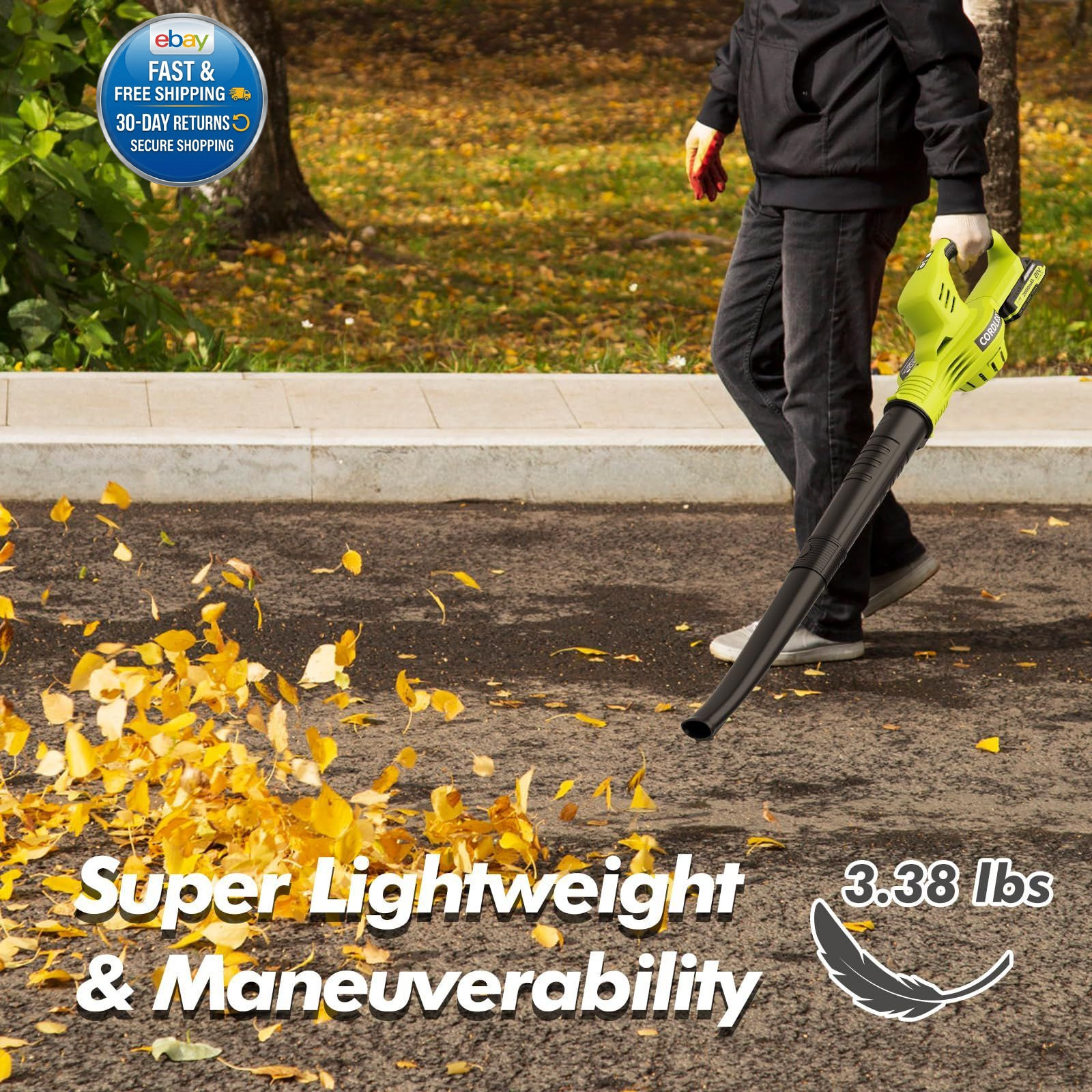 Leaf Blower Cordless – 21V Powerful Electric with 2 Green