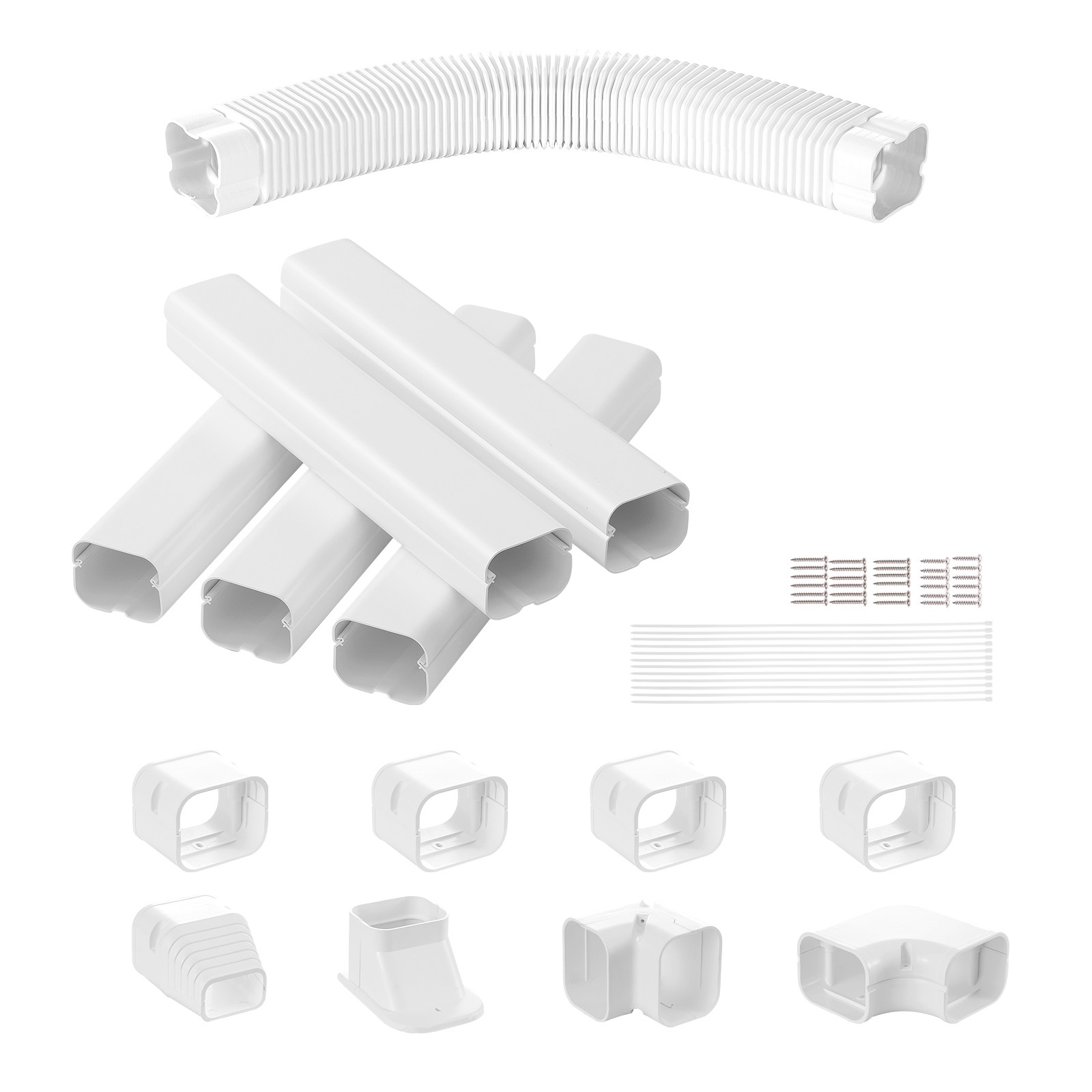 VEVOR 3″ W 10 Ft Line Set Cover Kit For Mini Split/Central Air Conditioner PVC