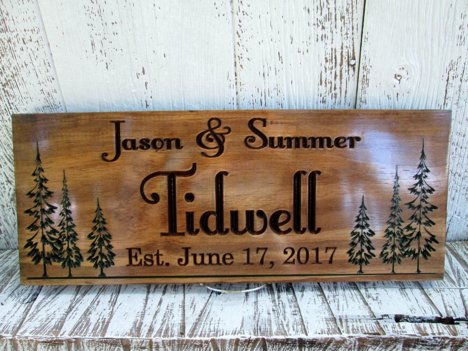 Personalized Custom Carved Cedar Wooden Sign, Last Name Rustic Home Wall Decor