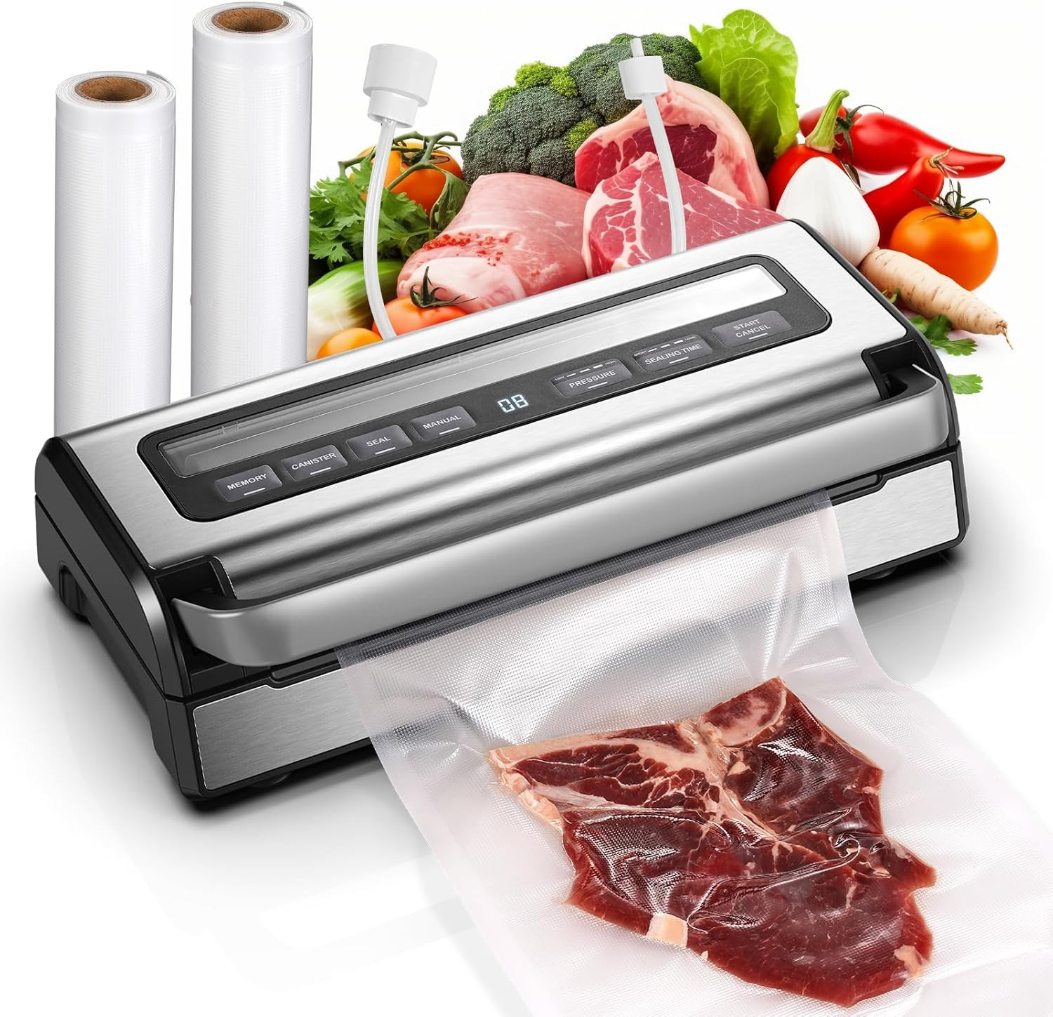 95Kpa 9-in-1 Automatic Vacuum Sealer for All Food Types – Dry, Moist, Liquid
