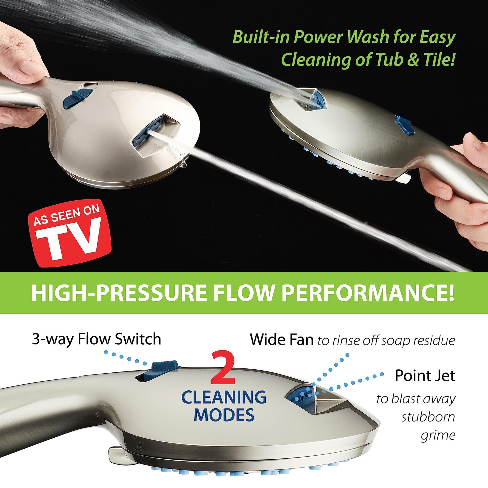 Hotel Spa AquaCare 50-mode High Pressure 7 Inch Shower Head Combo w/Dual Power