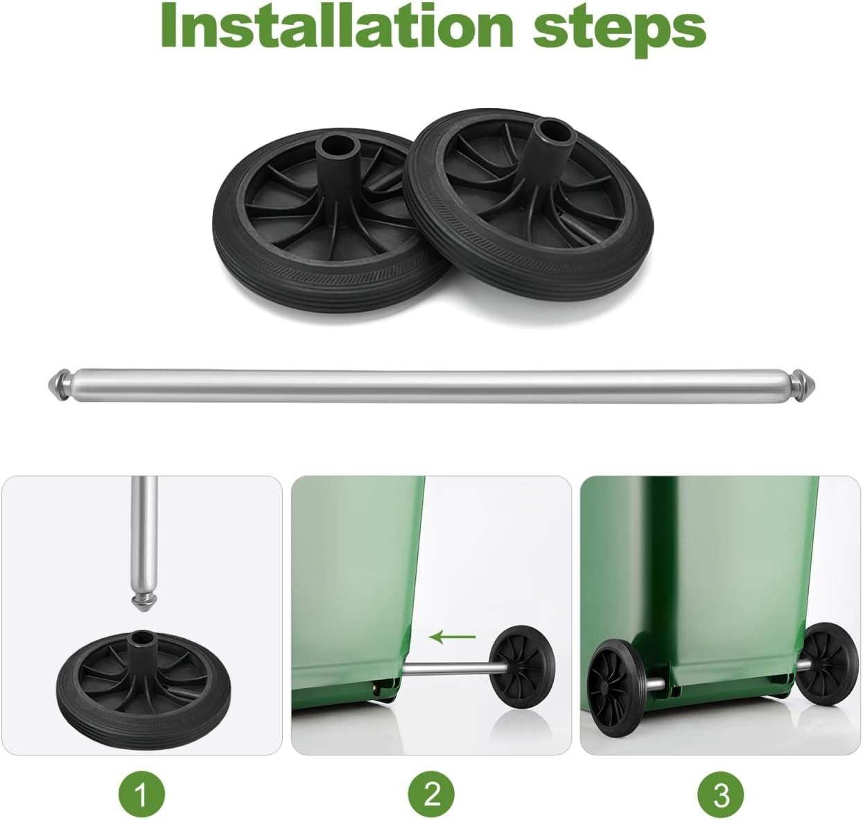 Healeved Garbage Can 7.25″ Wheels Replacement with Hollow Shaft Axle