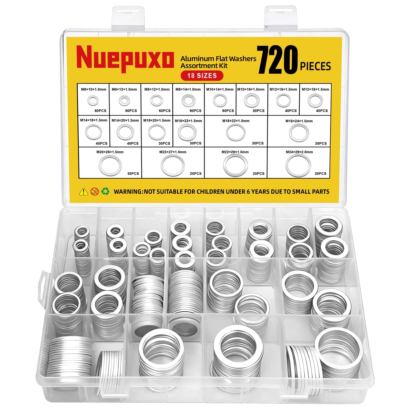 Crush Washer Assortment Kit M6 to M24 Oil Drain Plug Gasket set 720 PCS
