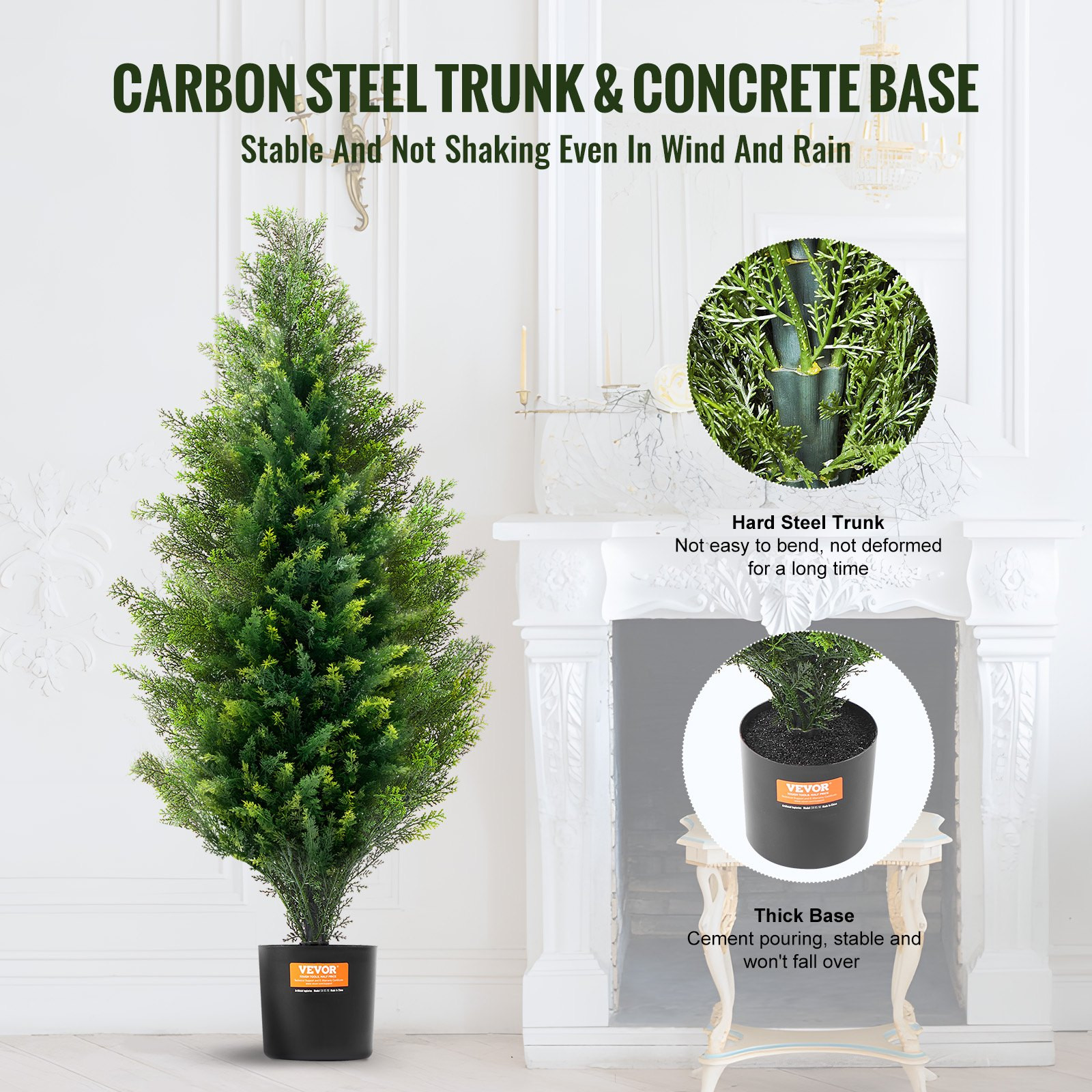 VEVOR Artificial Cedar Topiary Tree, 36 inch Tall (2 Pieces), with Extra Leaves