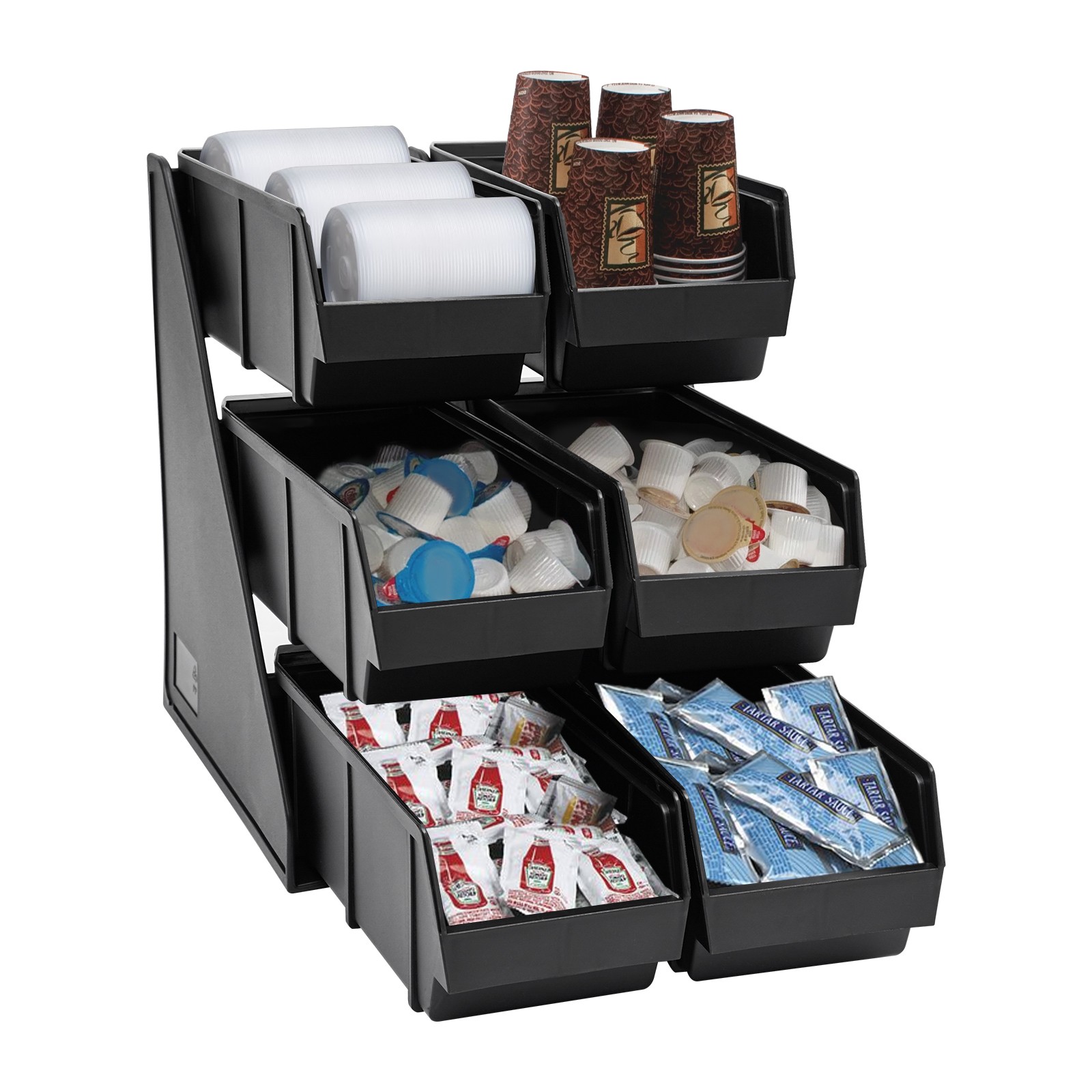 Serve Condiment Bin Plastic Containers Storage Bins Condiment Organizer Black