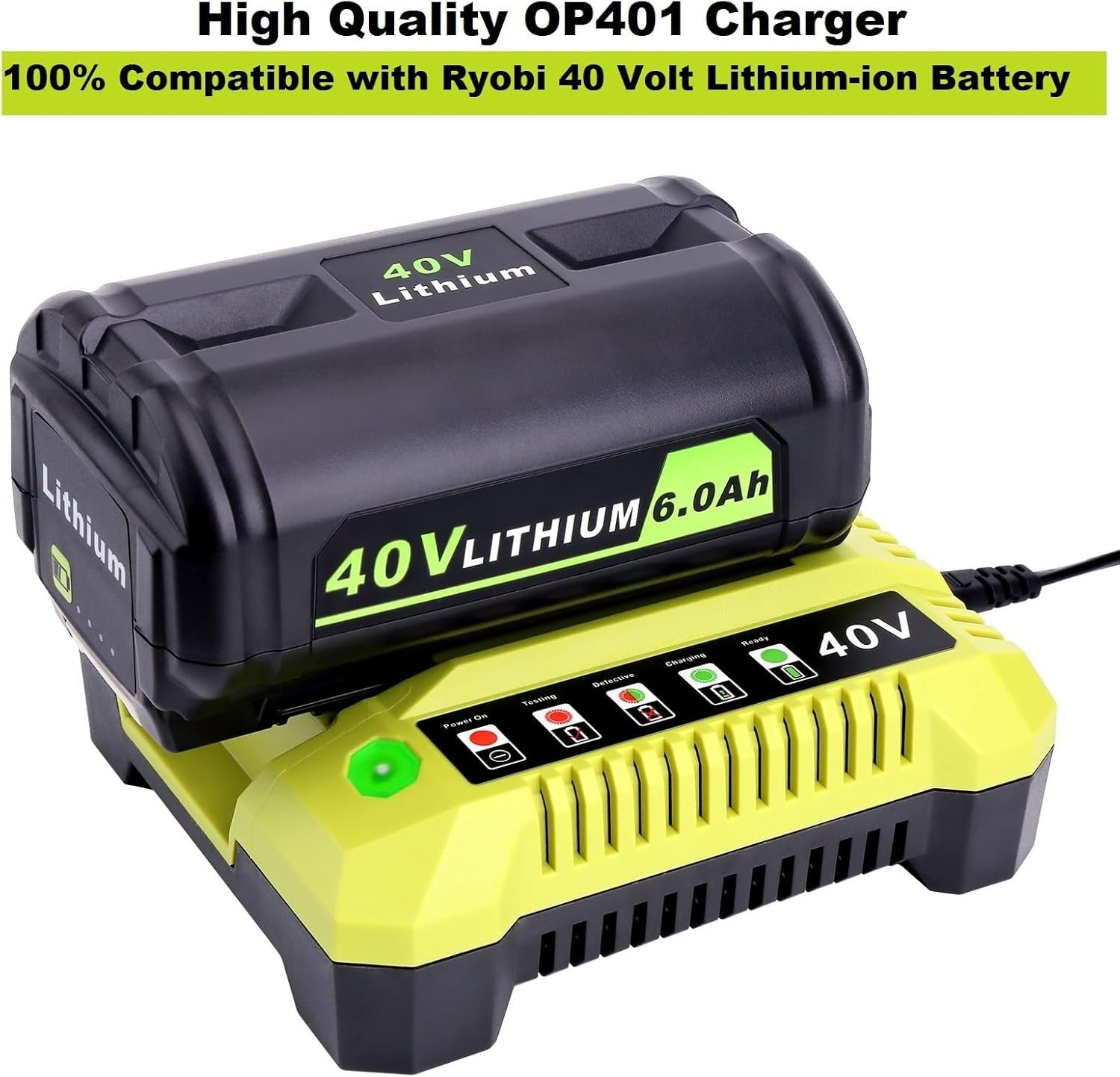 Kotoate OP401 40V Li-ion Battery Charger For Ryobi OP4040 OP4050 OP4050A OP40601