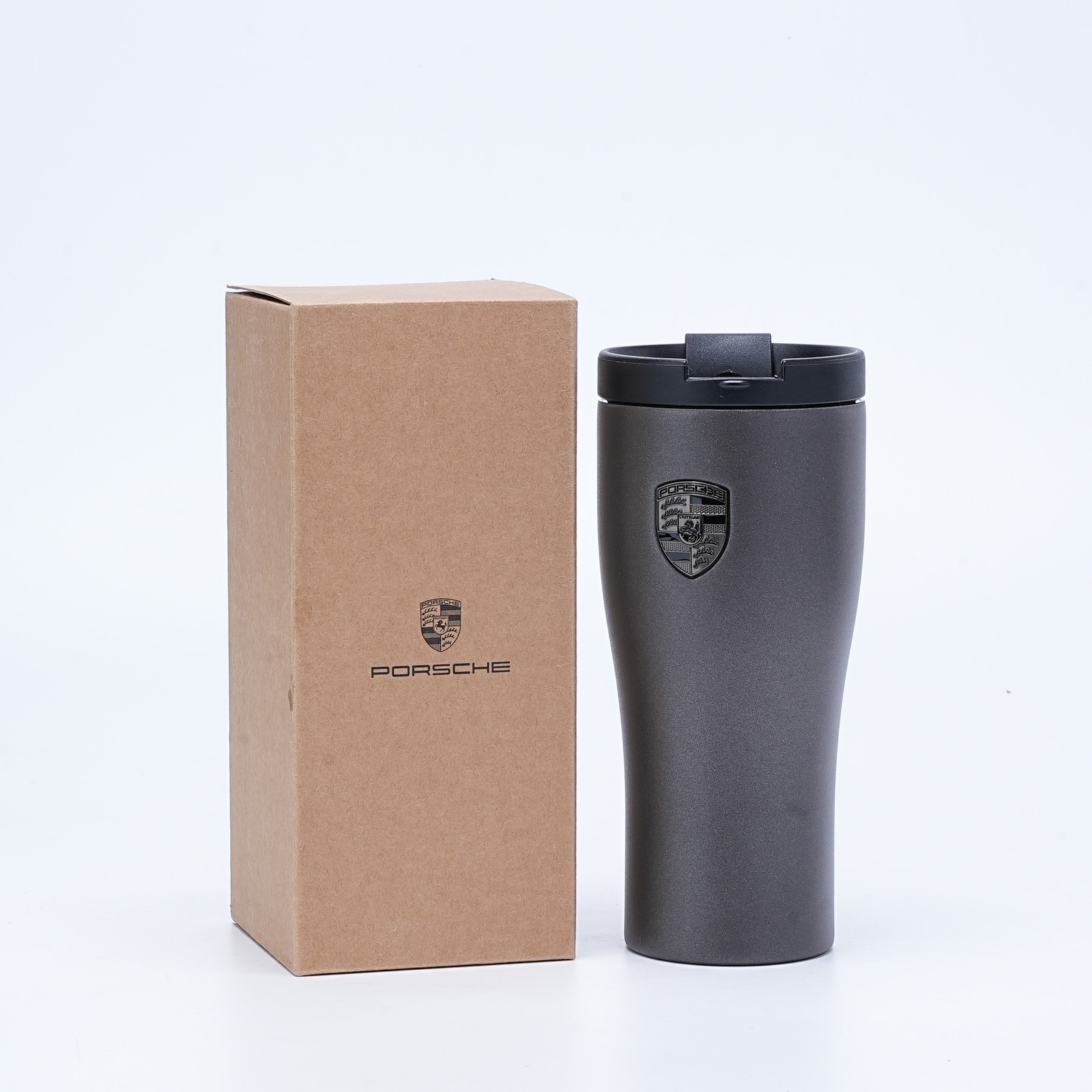 1x Porsche Thermal Mug Matte Black | 450ml (15 fl oz) Stainless Steel Travel Cup