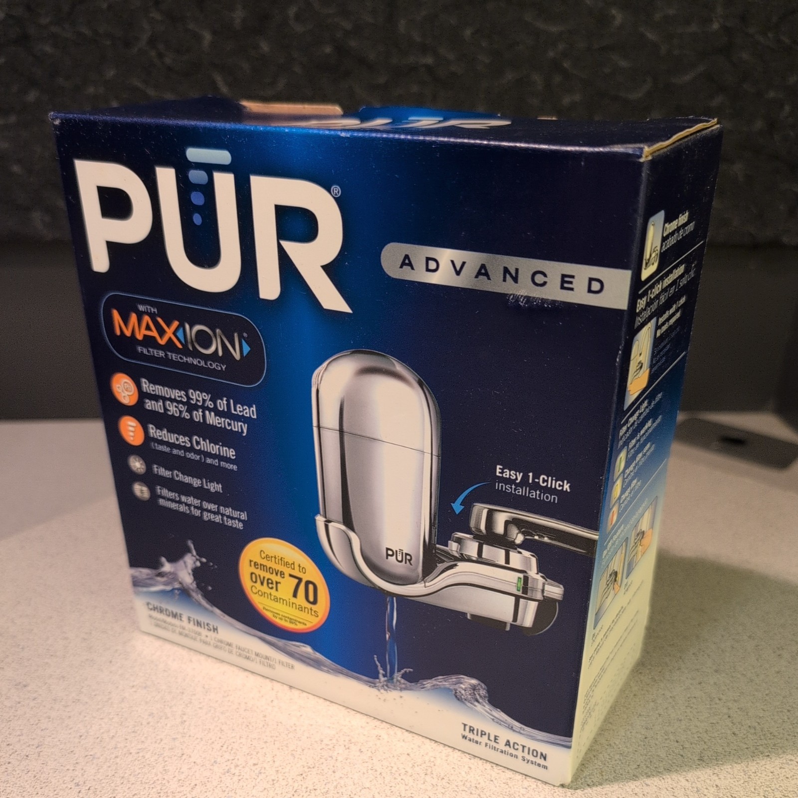PUR PLUS FM-3700B Water Faucet Filtration System Vertical Mount Chrome Unit