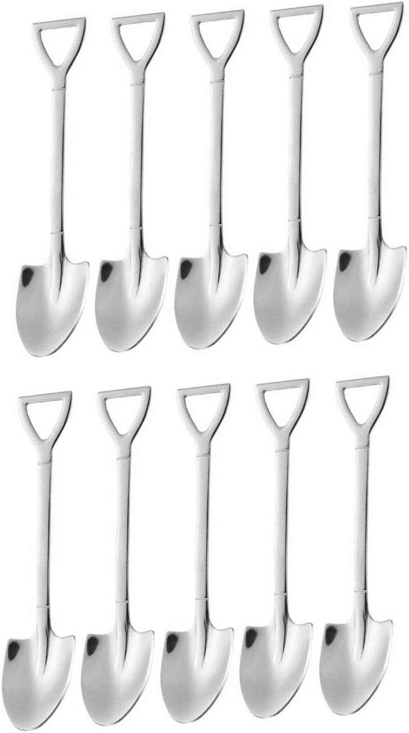 10 Pack Dessert Spoon 6 Inch Shovel Shape Stainless Steel Spoons Ice Cream Fruit