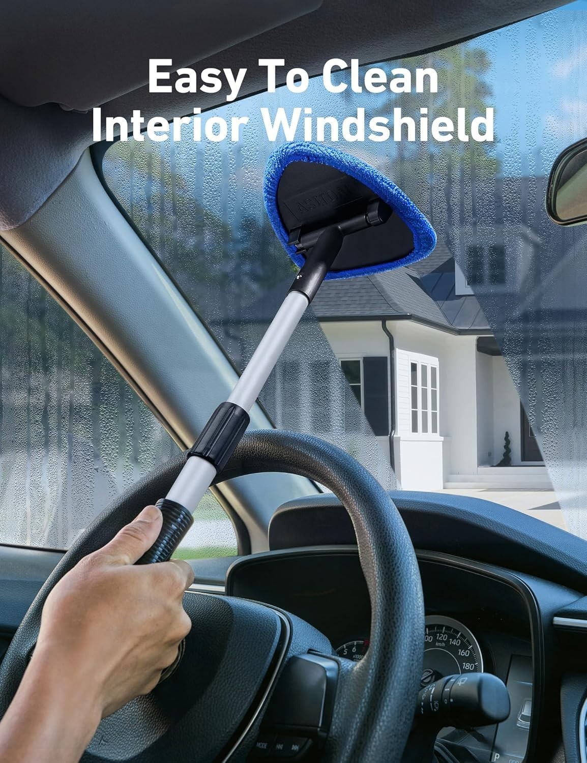 10Pcs Car Windshield Cleaner Kit Extendable Handle Reusable Microfiber Pad Brush