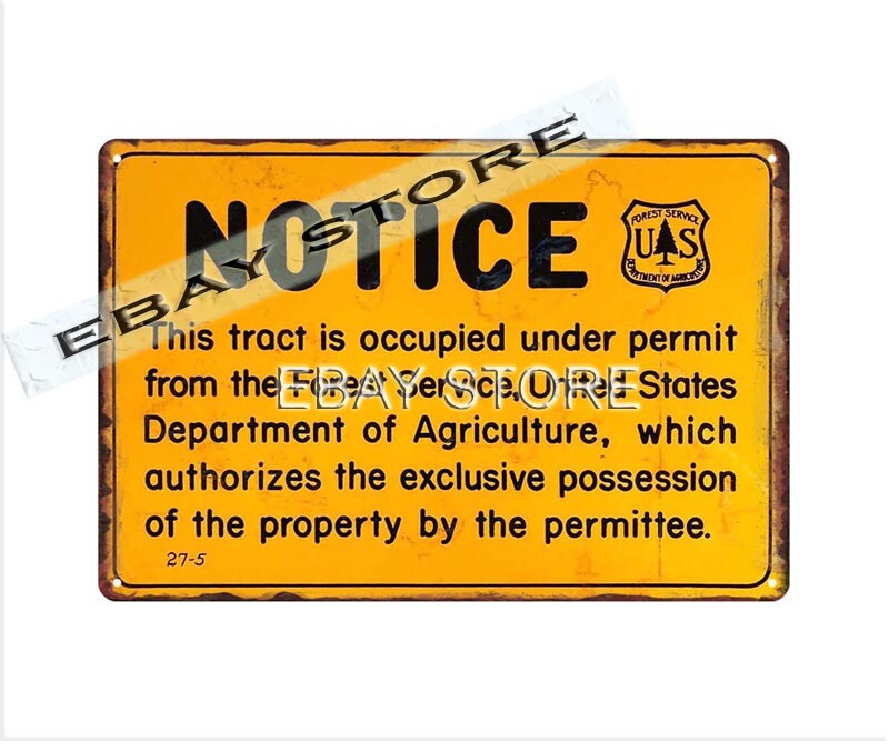 room wall accents tract occupied under permit forest area retro tin sign plaque