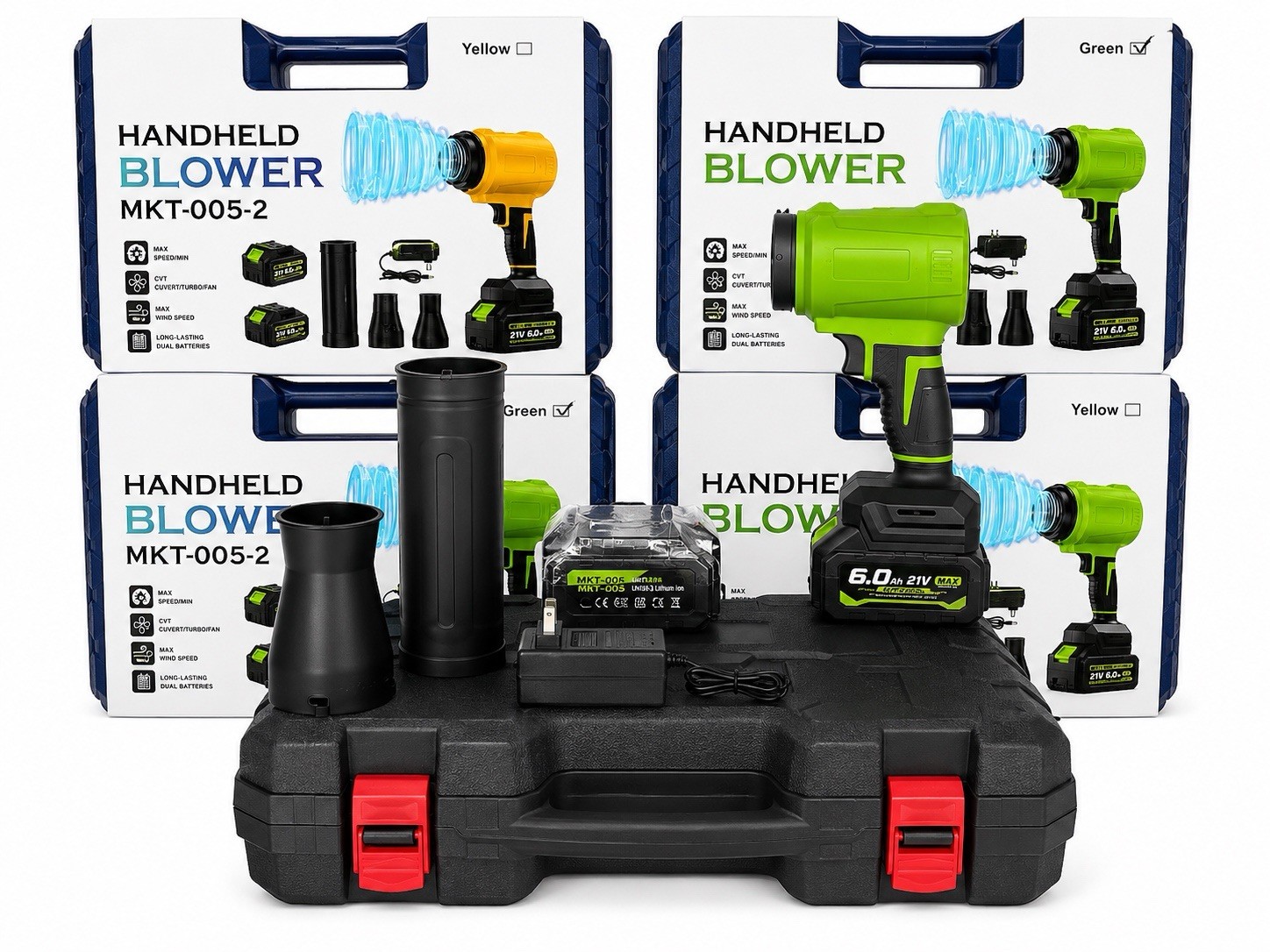 Cordless Leaf Blower,2Battery And 1 charger And Case!Green Color