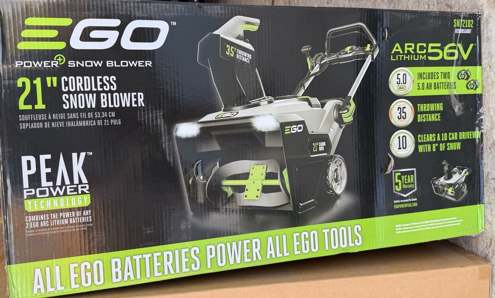 EGO Power+ 56V 21” Snow blower W/ Peak Power (SNT2102) – Tool Only