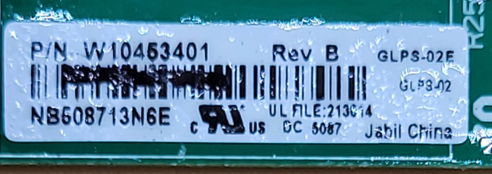 Genuine Refrigerator Whirlpool Control Board Part#W10453401