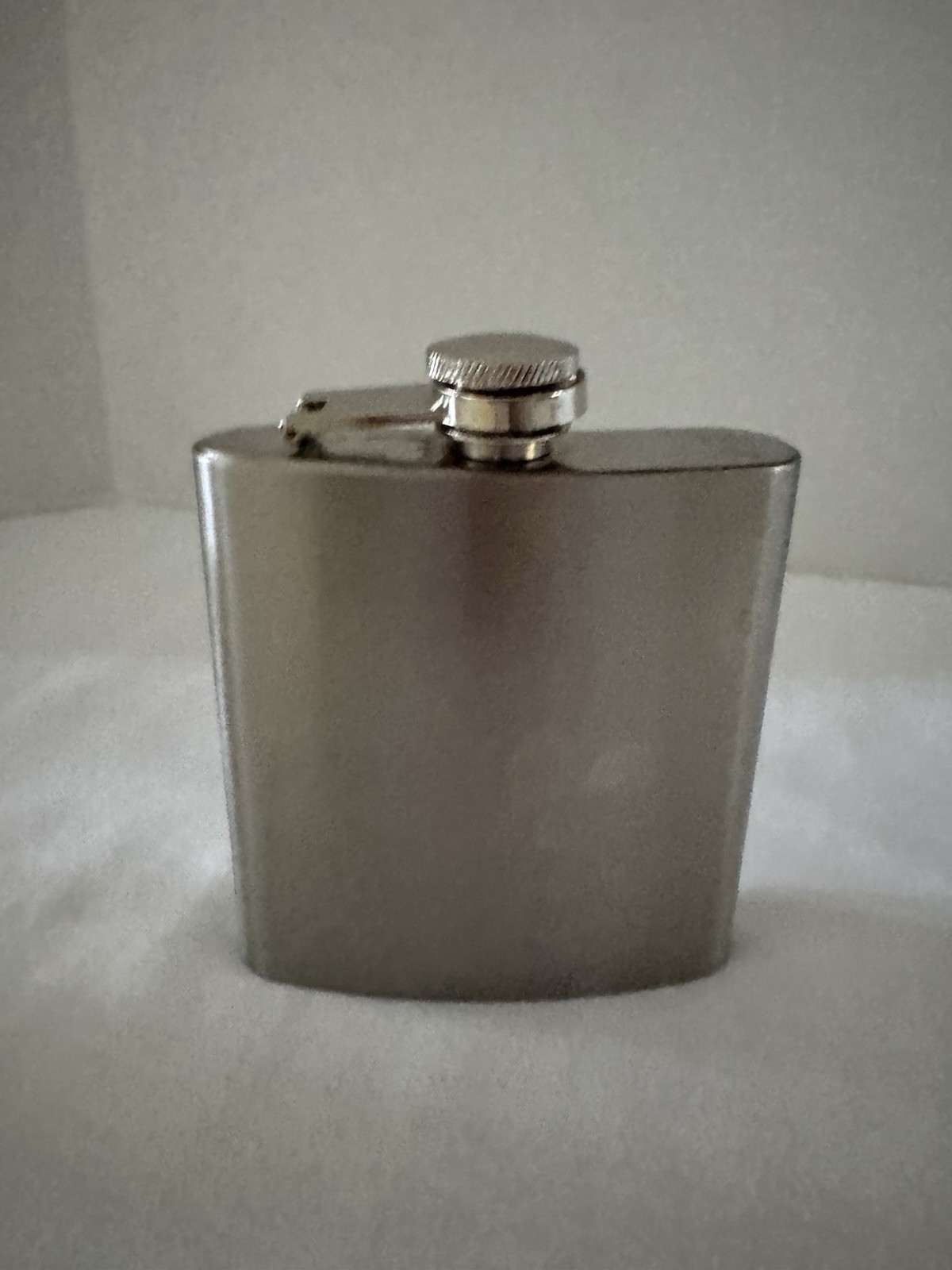 Classic Stainless Steel Flask w/Attached Screw On Lid