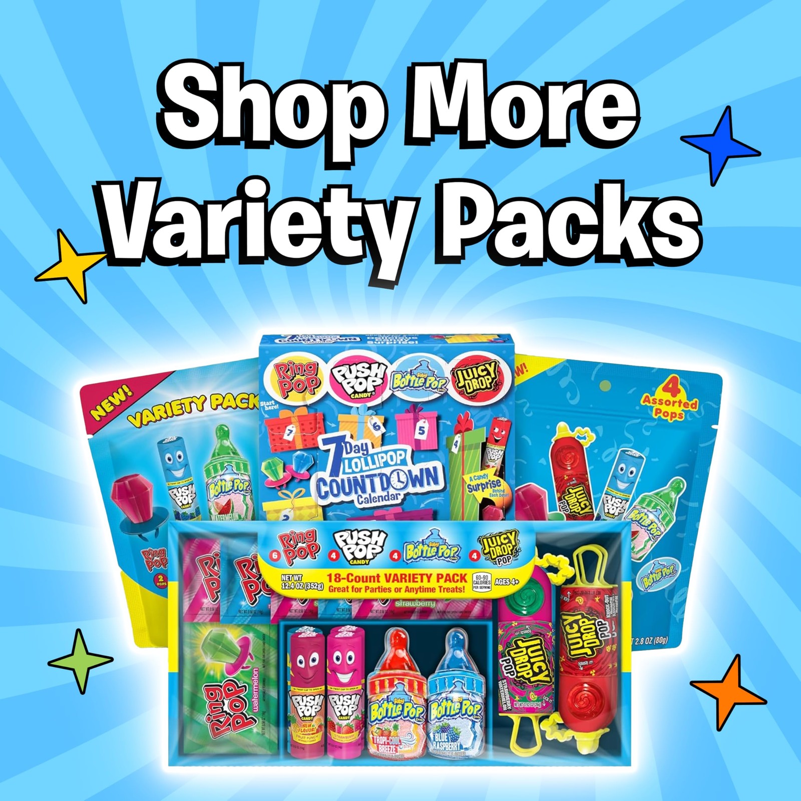 18ct Assorted Lollipops Bulk Individually Wrapped Ring Pop, Push Pop 1.7lb